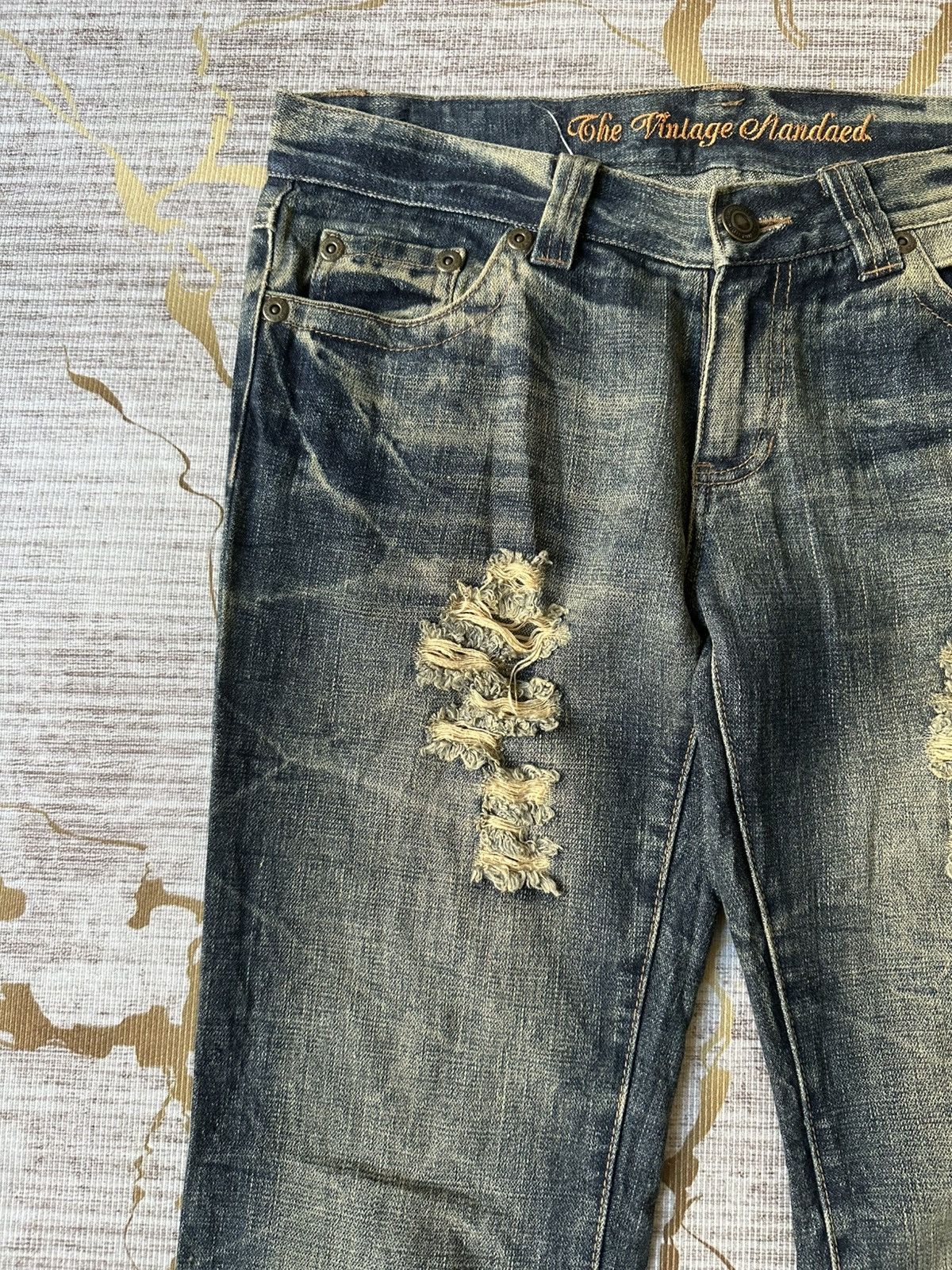 Tornado Mart FLARE Sky Bomber Distressed Claw Marks Design Denim Size US 31 - 9 Thumbnail