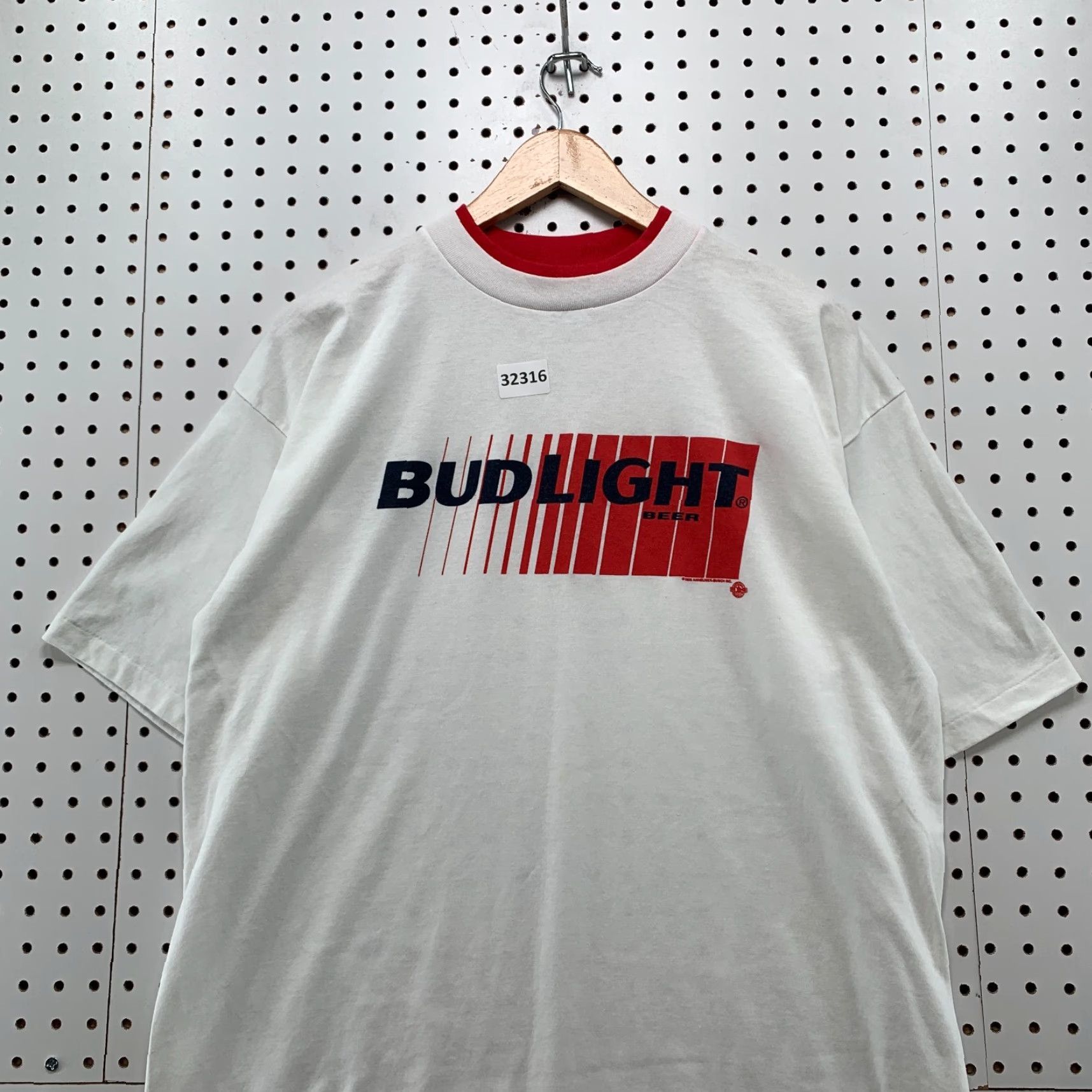 Vintage Vintage Bud Light Shirt Mens XL White 90s USA Red Graphic Single Stitch Tee Size US XL / EU 56 / 4 - 2 Thumbnail