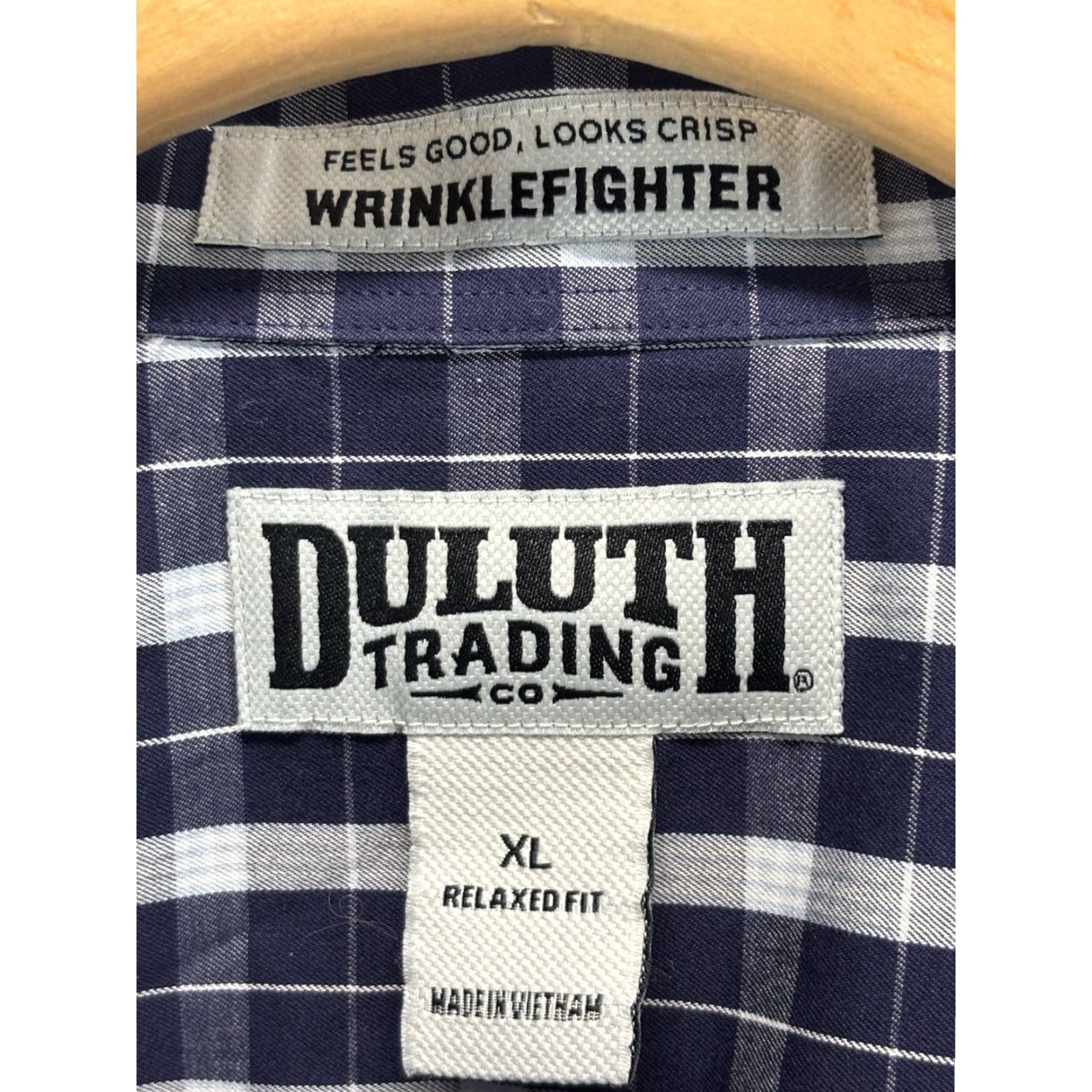 Vintage DULUTH Button-Up Shirt Mens XL Blue White Check Wrinkle Fighter Long Sleeve Size US XL / EU 56 / 4 - 5 Thumbnail
