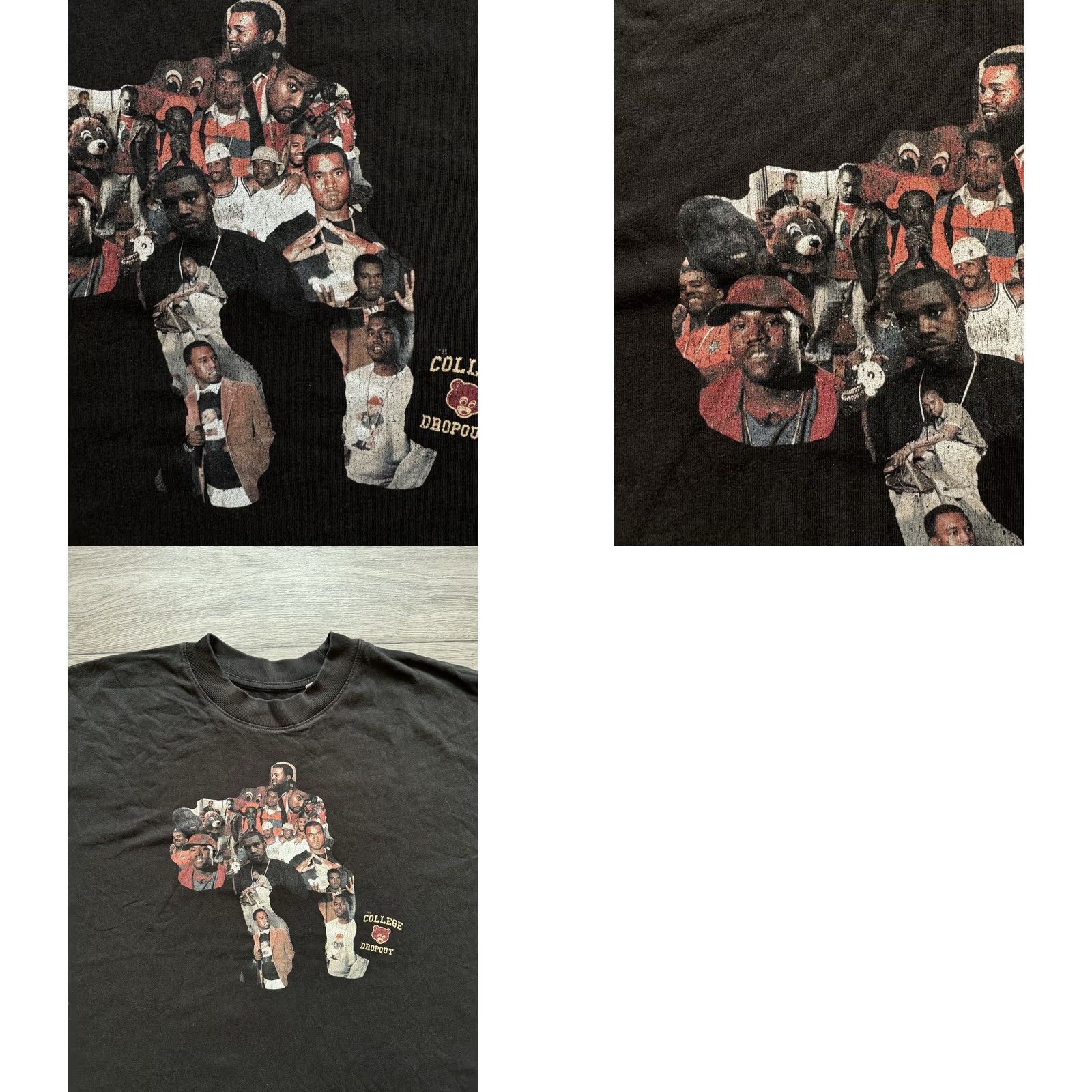 Vintage Greazy Tees Kanye West College Dropout Unisex T-Shirt S Black Short Sleeve Cotton Mens/Womens Size US S / EU 44-46 / 1 - 10 Thumbnail