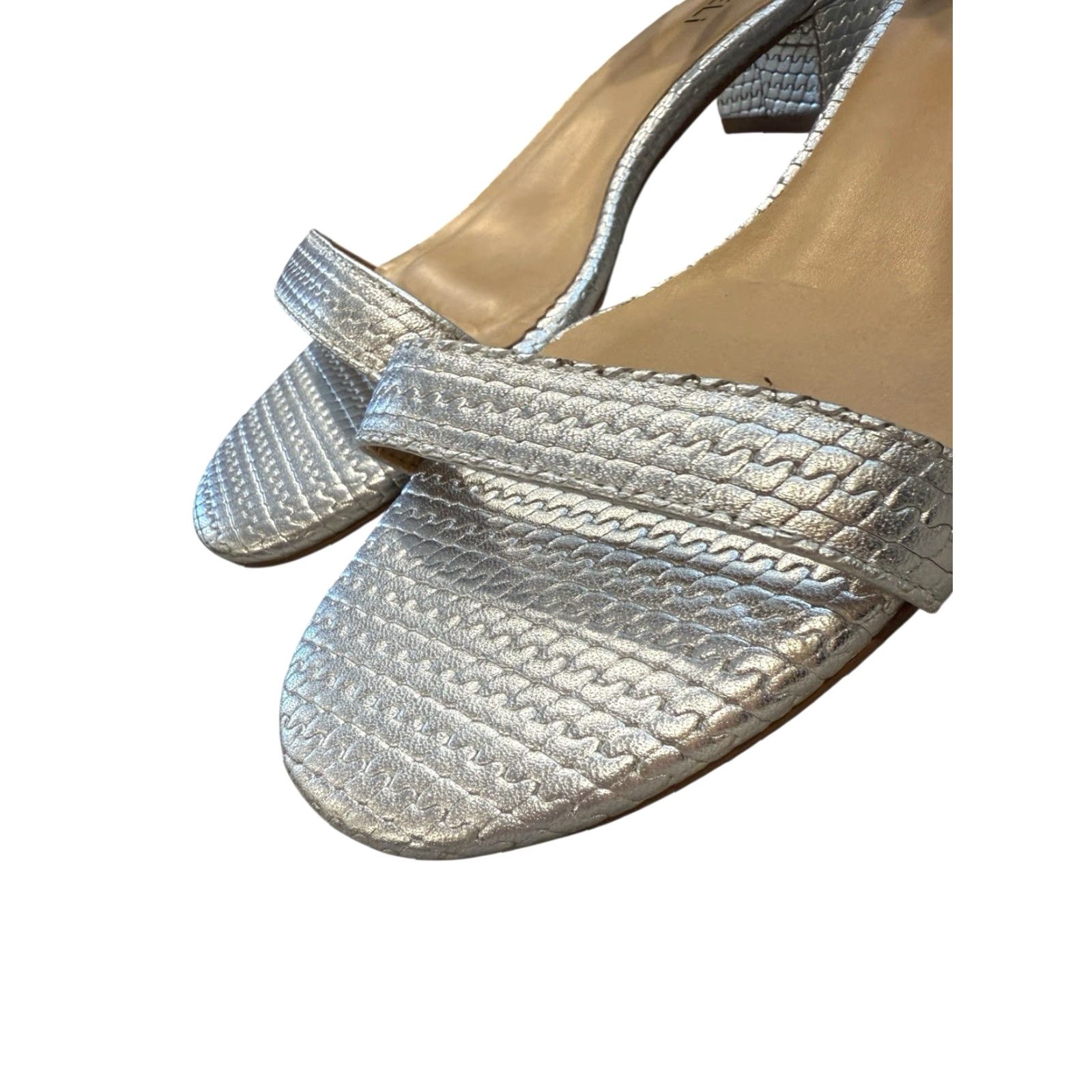 VANELI Vaneli Women’s Sandal Size 8 M Silver Ankle Strap Heels Dressy Strappy Leather Shoes Womens Size M / US 6-8 / IT 42-44 - 5 Thumbnail