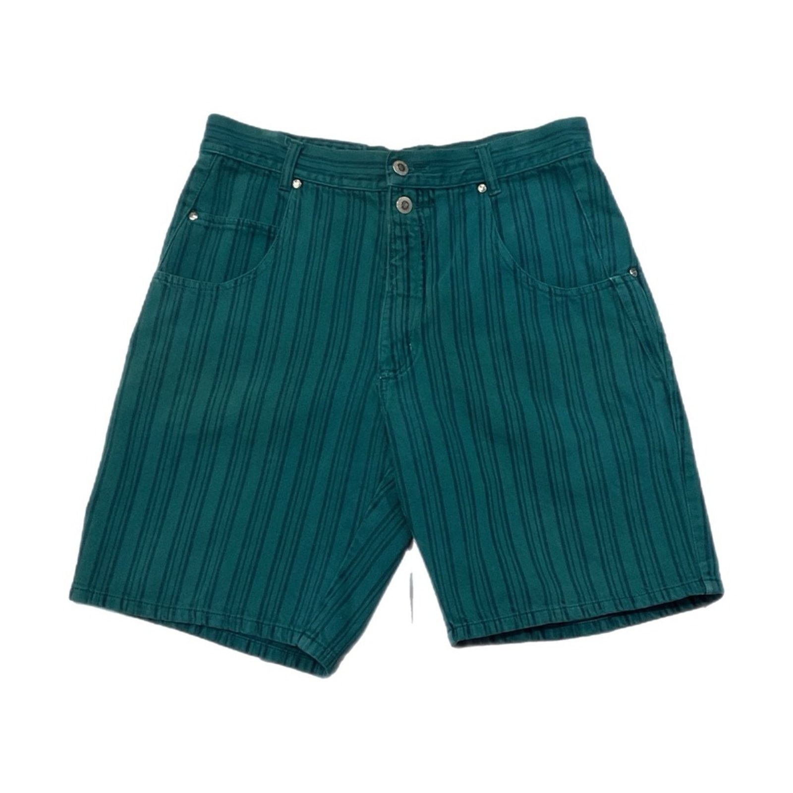 Vintage Vintage Fluid Blues Striped Shorts Size US 32 / EU 48 - 1 Thumbnail