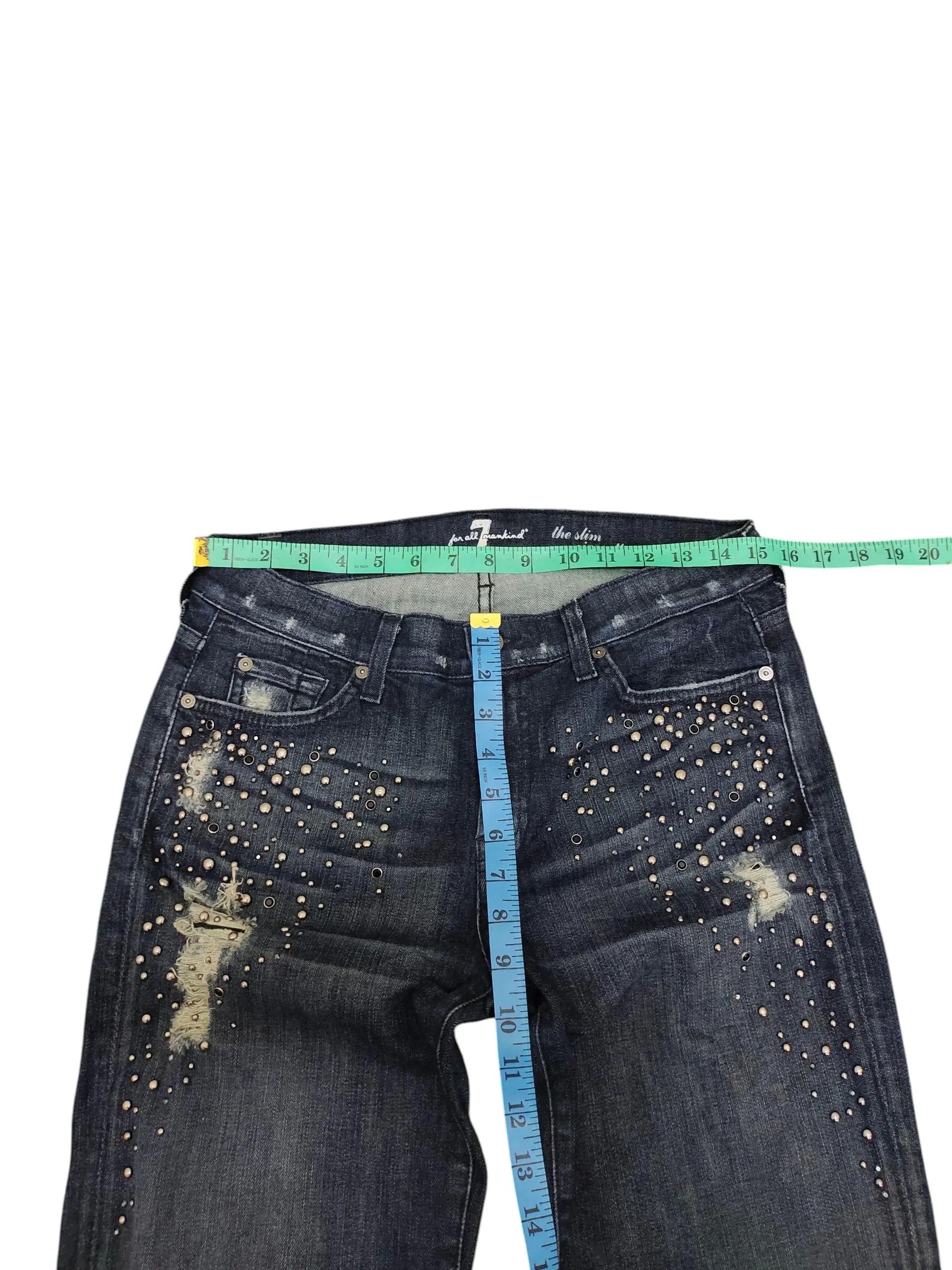 7 For All Mankind Vintage 7 For All Mankind Studded Slim Distress Jeans Size US 31 - 7 Thumbnail