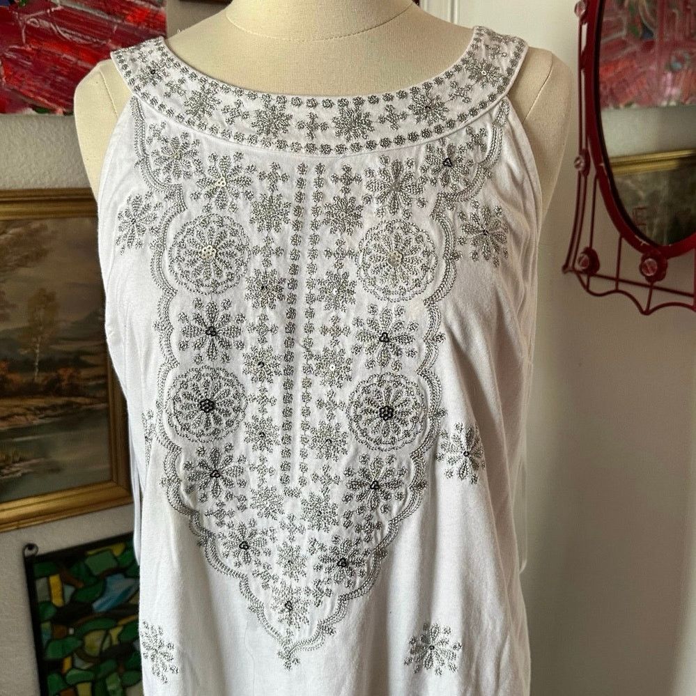 Other inc international concepts white silver embroidered dress Size L / US 10 / IT 46 - 2 Thumbnail