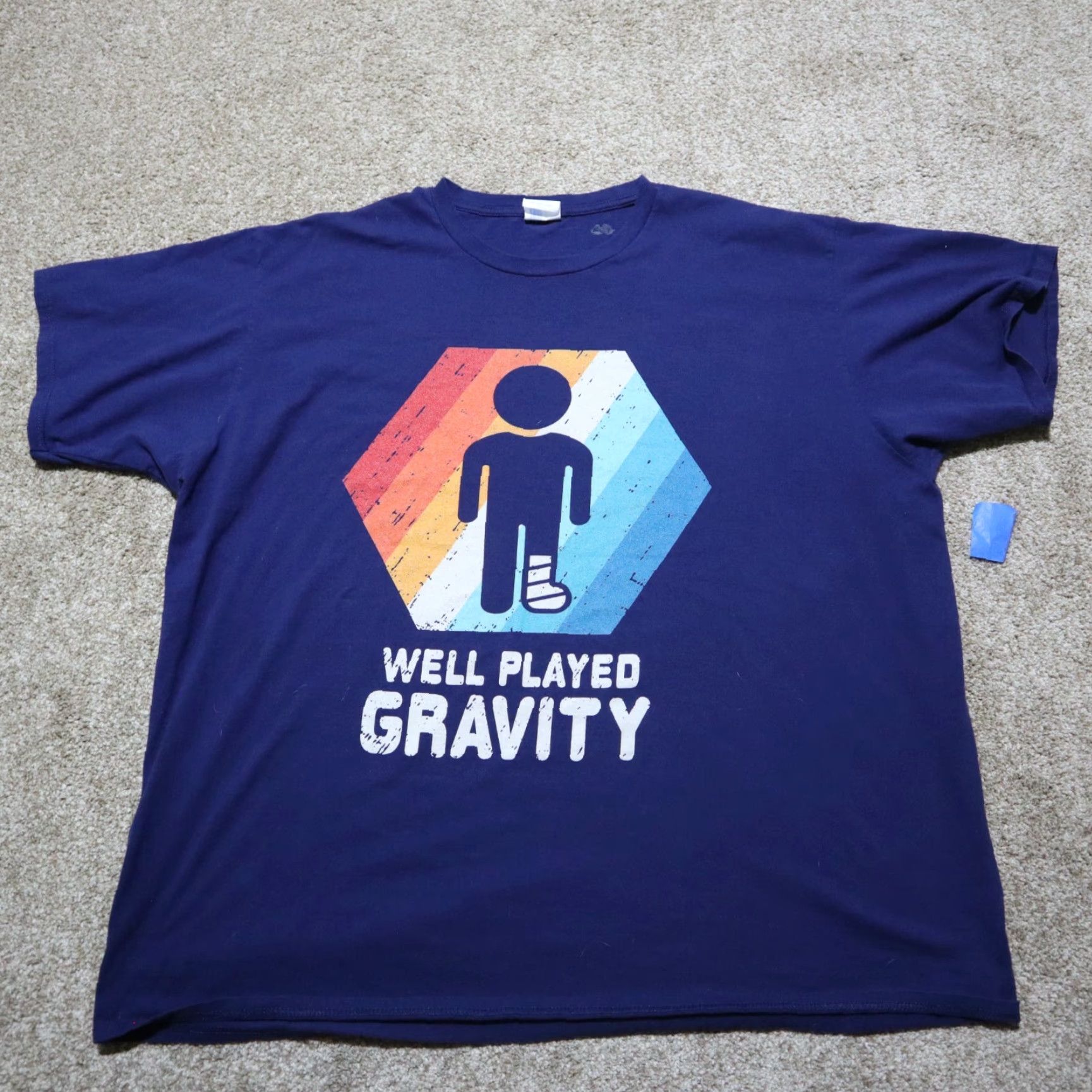 Port & Company Well Played Gravity T-Shirt Adult 2XL Navy Blue 90s Skull Logo Funny Portable: Port & Company Mens Size US XXL / EU 58 / 5 - 2 Thumbnail