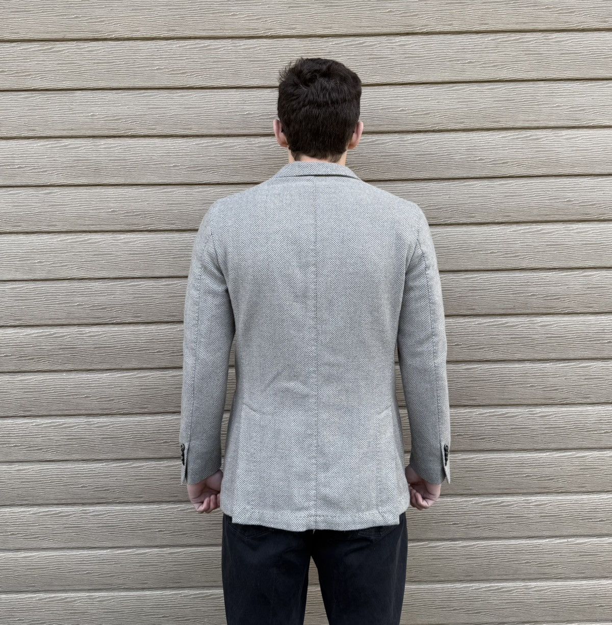 Boggi Boggi Milano Blazer Herringbone Wool Sport Coat Italy 48R Size 38R - 14 Thumbnail
