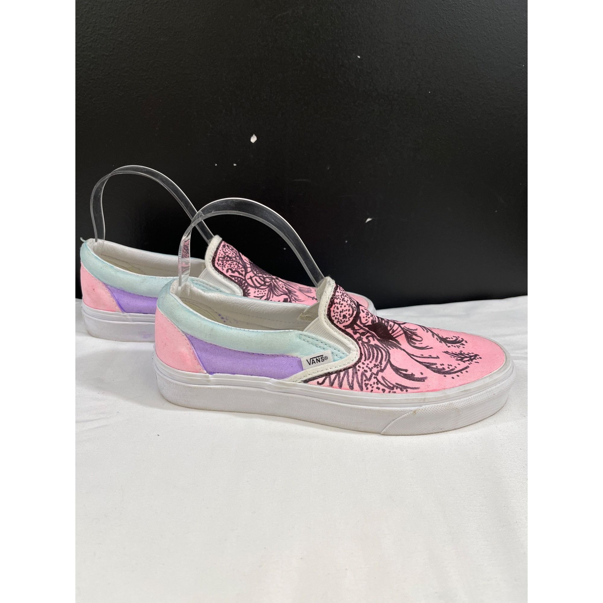 Vans Vans Unisex Pink Hand Drawn Slip-on Sneakers Size M7 & W8.5 Size US 8.5 / IT 38.5 - 2 Thumbnail