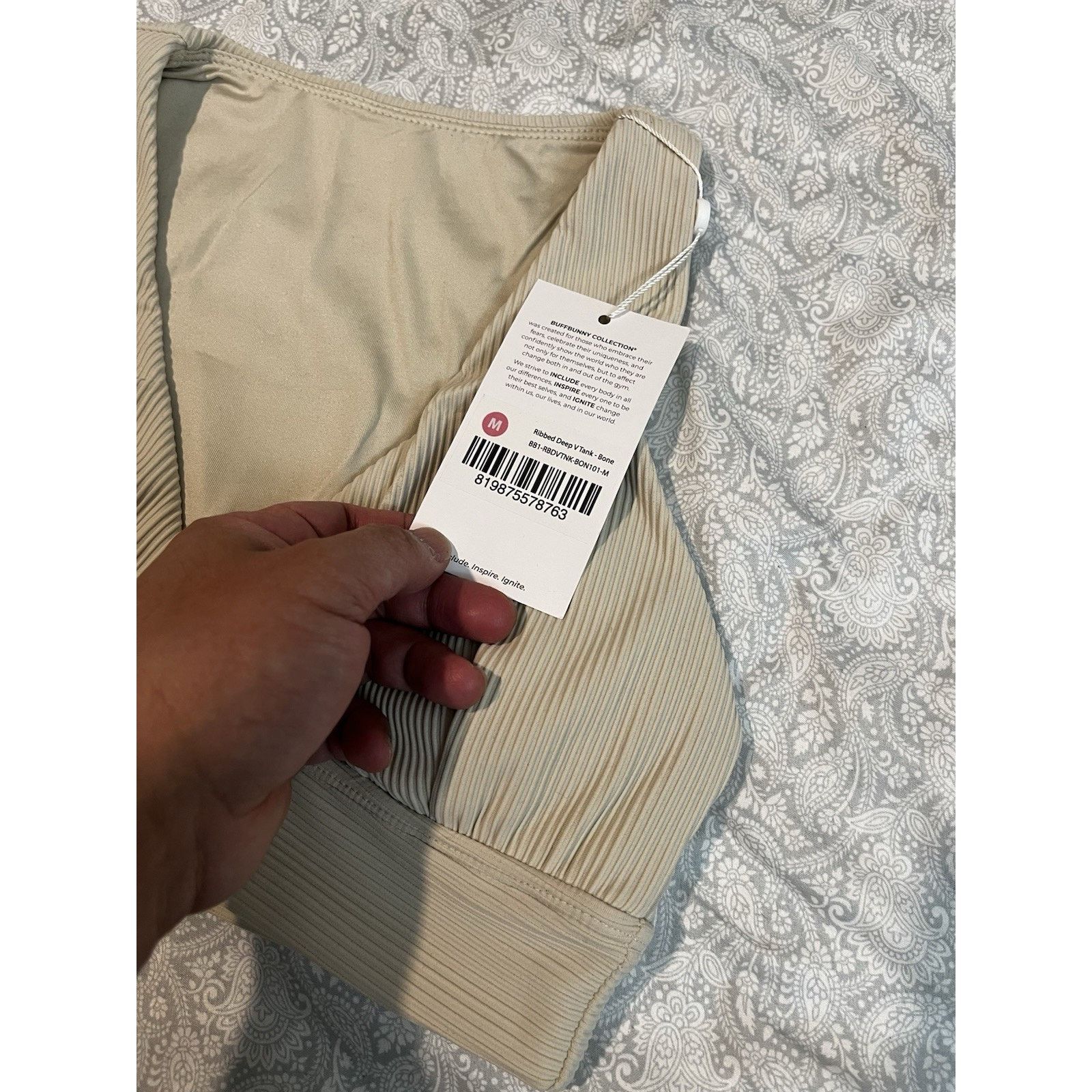 Other Buffbunny Collection Ribbed Deep V Tank Sports Bra Beige Size M / US 6-8 / IT 42-44 - 5 Thumbnail