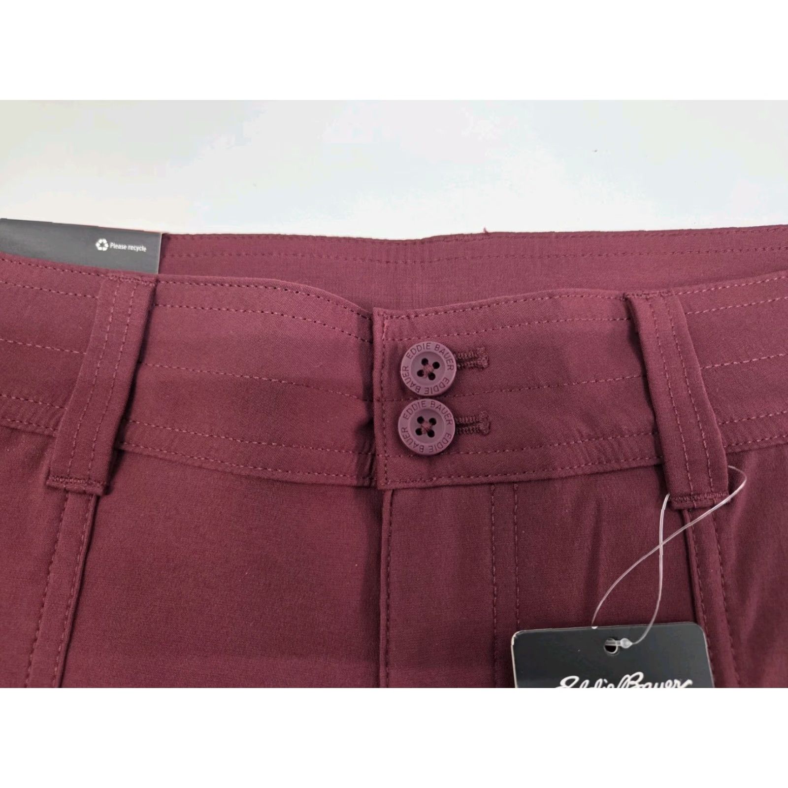 Eddie Bauer NWT Eddie Bauer Women's Bermuda Shorts Maroon 8 Stretch Nylon Spandex Rolled Hem Zip Front Flat Front Pockets Casual Outdoor Hiking Beach Womens Size 30" / US 8 / IT 44 - 4 Thumbnail