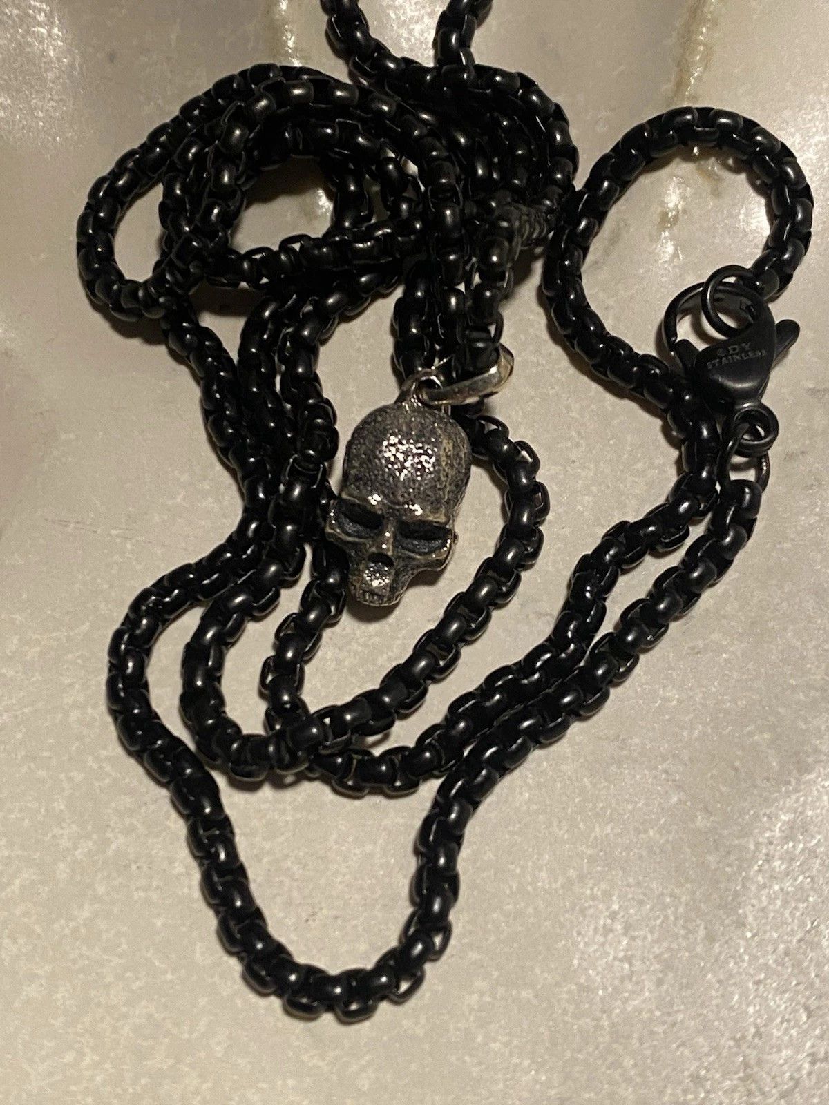 David Yurman David Yurman Sterling Silver Skull Pendant Steel Necklace Size ONE SIZE - 5 Thumbnail