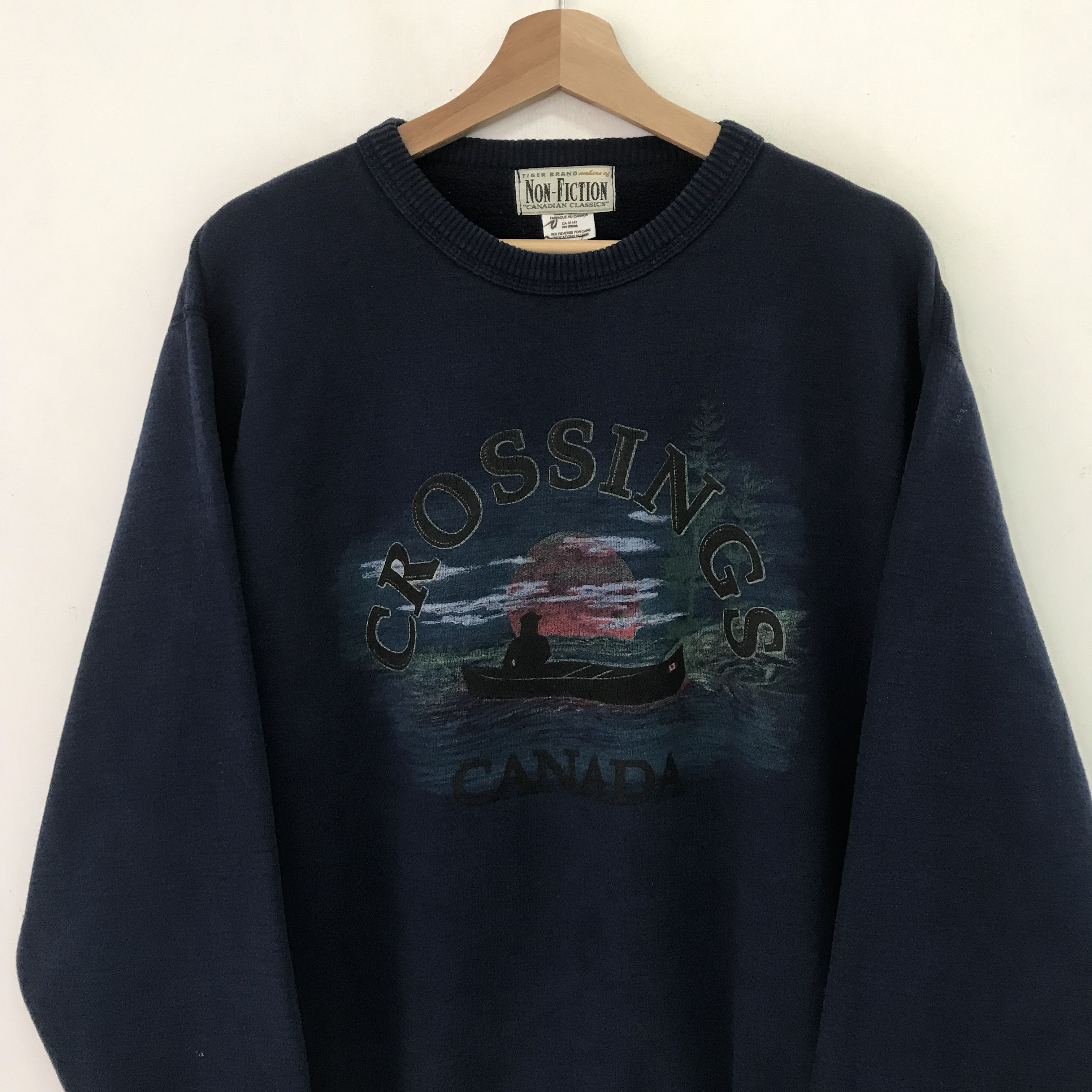 FunSet of Art Vintage 90's Crossings Canada Blue Sweatshirt - 58 Size US XL / EU 56 / 4 - 5 Thumbnail