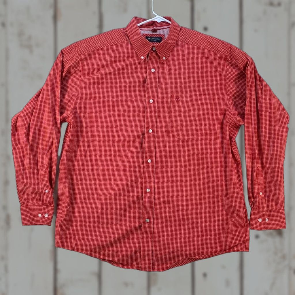 Ariat Ariat Pro Series Cowboy Western Button Up Red Shirt Long Sleeve Mens XL Size US XL / EU 56 / 4 - 1 Thumbnail