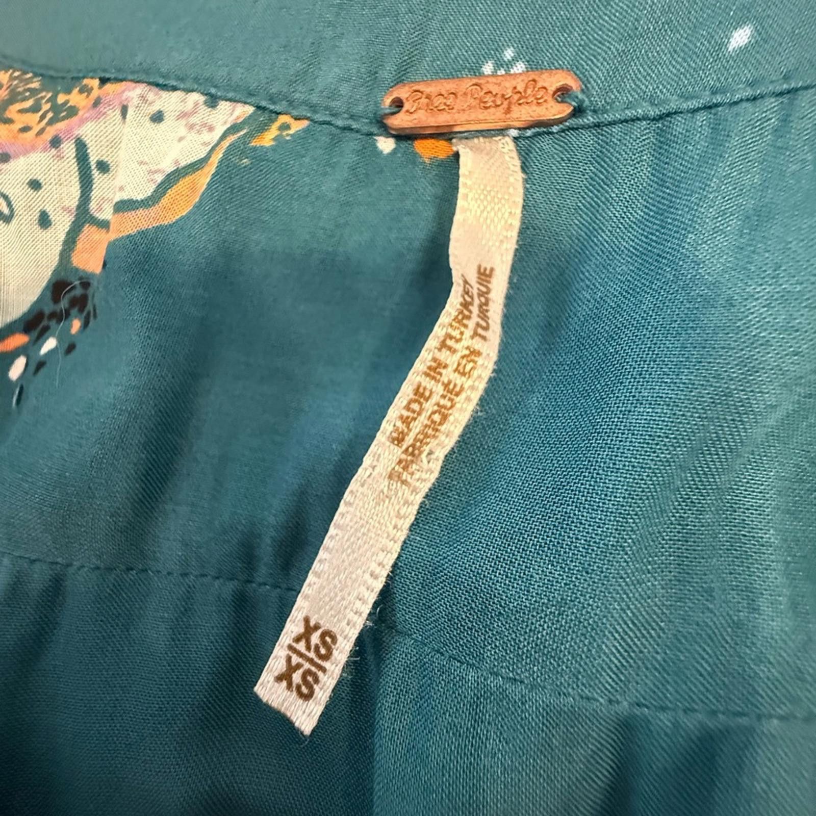 Other Free People teal floral boho top dolman long sleeve SZ XS Size XS / US 0-2 / IT 36-38 - 6 Thumbnail
