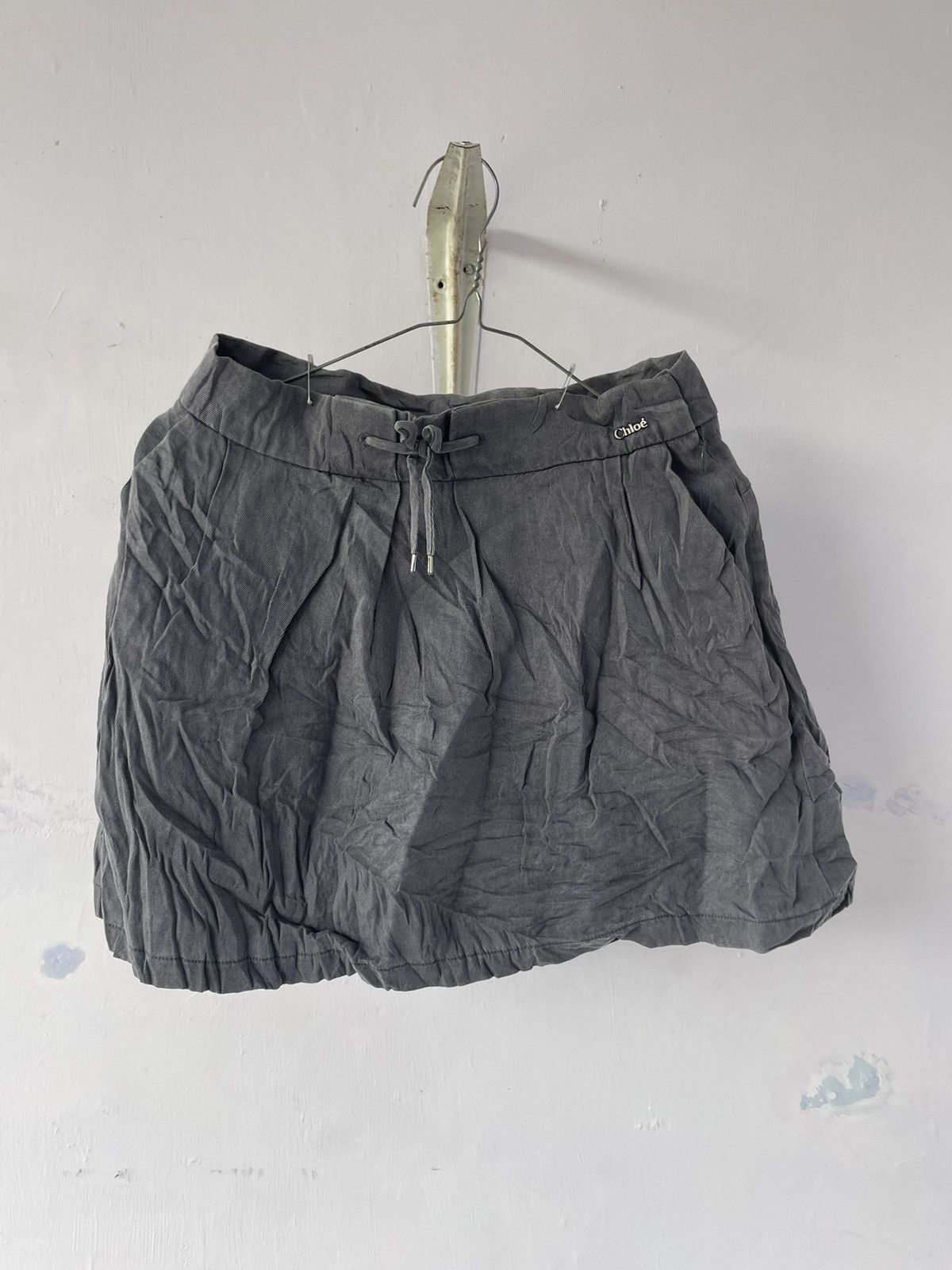 image of Carol Christian Poell x Chloe Mini Skirt Waist Side Label in Grey, Women's (Size 26)
