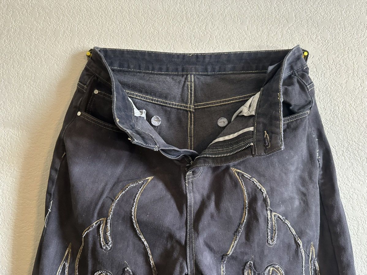 Japanese Brand × Vintage Vintage flame embroidered black washed pants Size US 32 / EU 48 - 2 Thumbnail