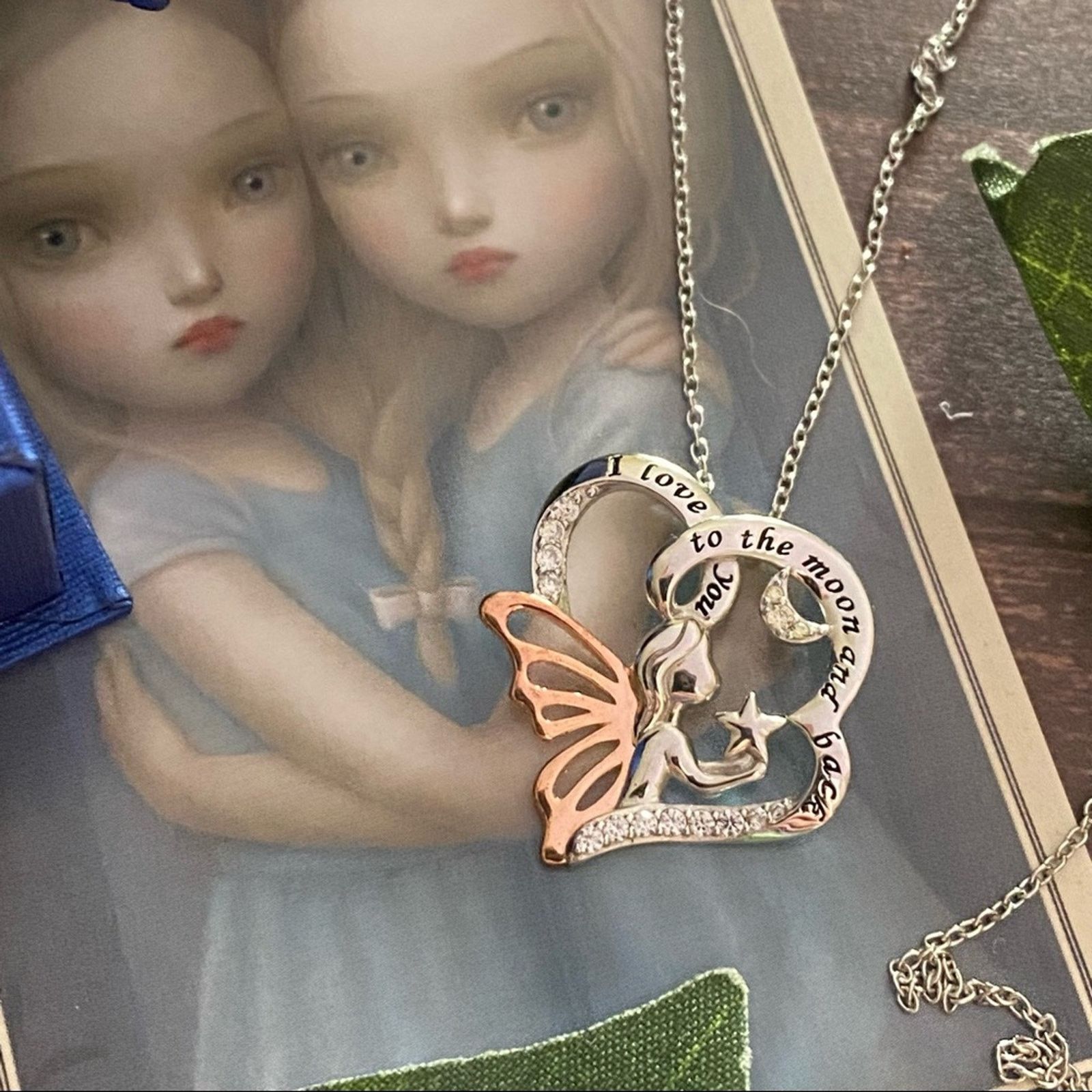 The Unbranded Brand “I Love You To The Moon & Back” Sterling Silver CZ Necklace Size ONE SIZE - 3 Thumbnail