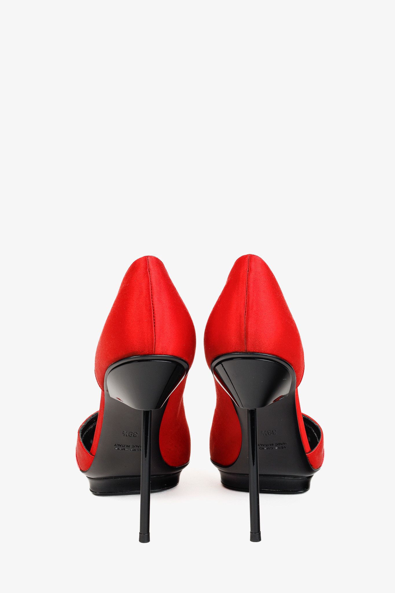 Giorgio Armani Giorgio Armani Rosso Velvet & Satin D'Orsay Heels Size US 9 / IT 39 - 3 Thumbnail