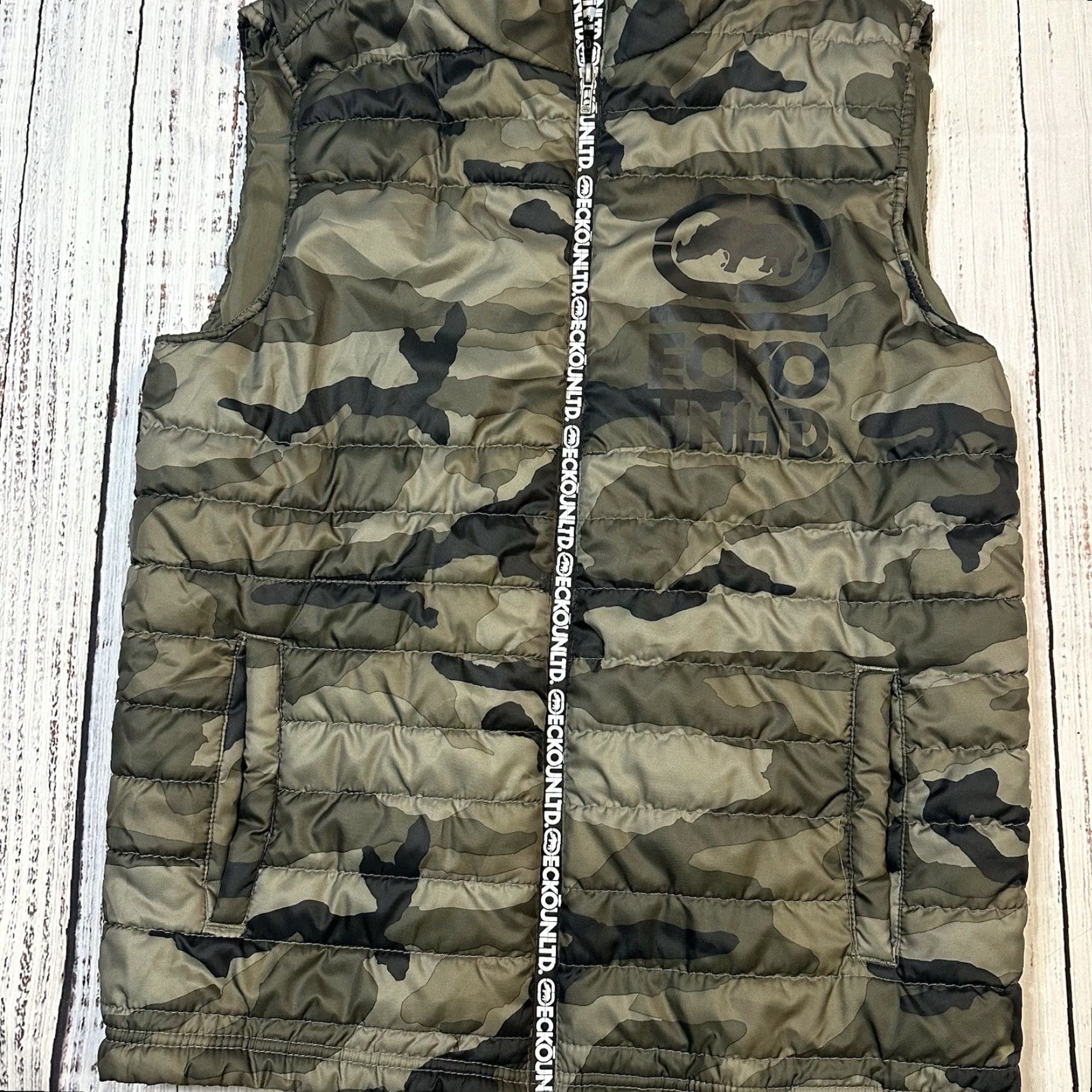 Ecko Unltd. ECKO UNLTD Camouflage Puffer Vest Hooded Full Zip Rhino Logo Men M Size US M / EU 48-50 / 2 - 3 Thumbnail