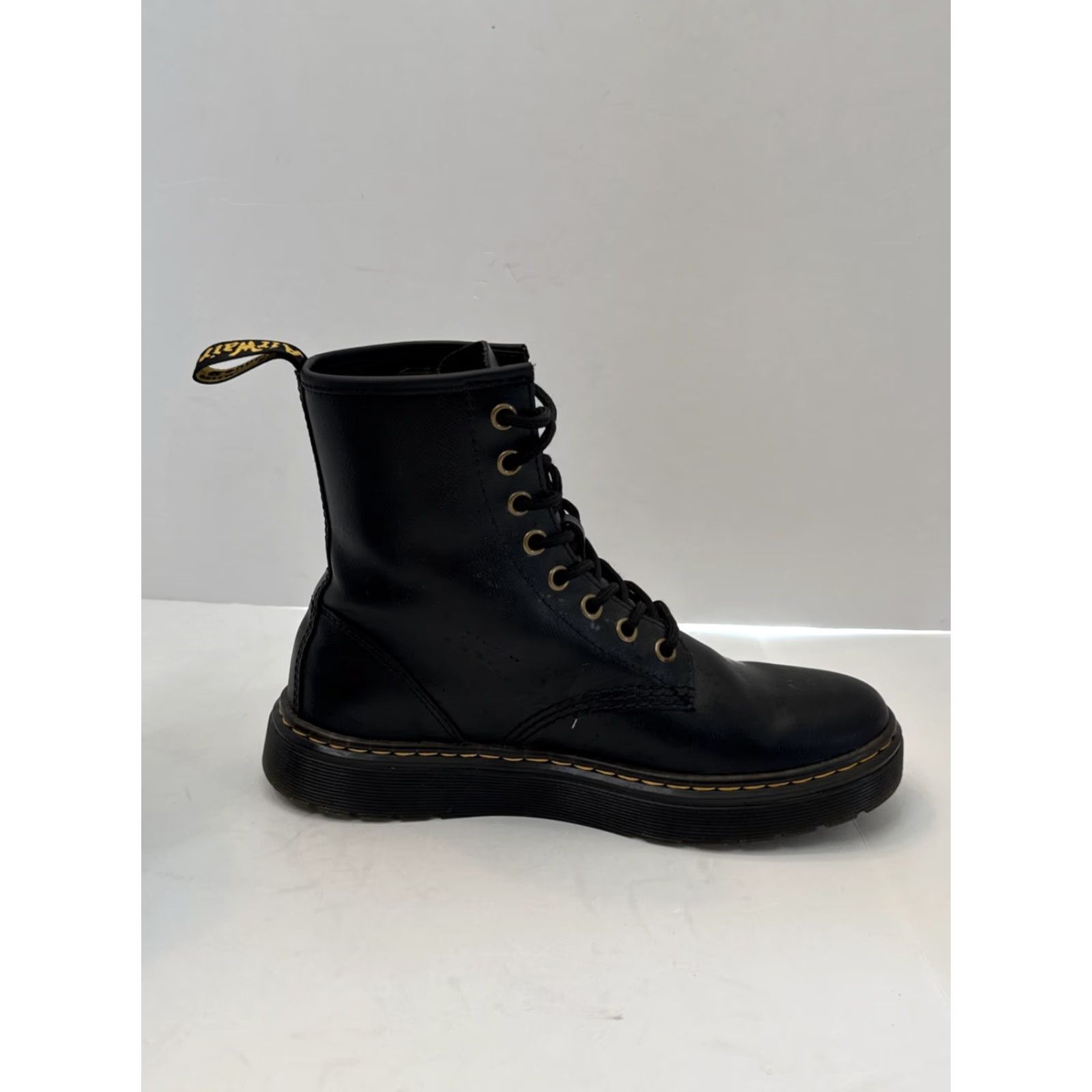 Dr. Martens Dr. Martens Zavala Combat Boots Women Black Leather Lace Up Flat Heel Rubber Outsole Casual Travel Size US 5 / IT 35 - 3 Thumbnail