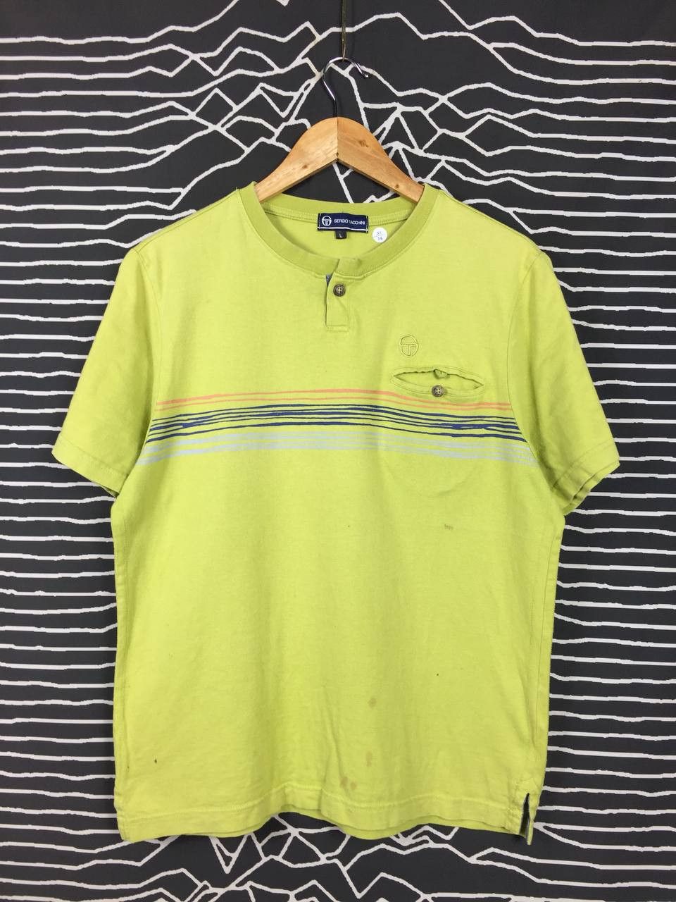 Sergio Tacchini × Vintage Vtg Sergio Tacchini Casual Henley Neck Tee Size US L / EU 52-54 / 3 - 2 Thumbnail