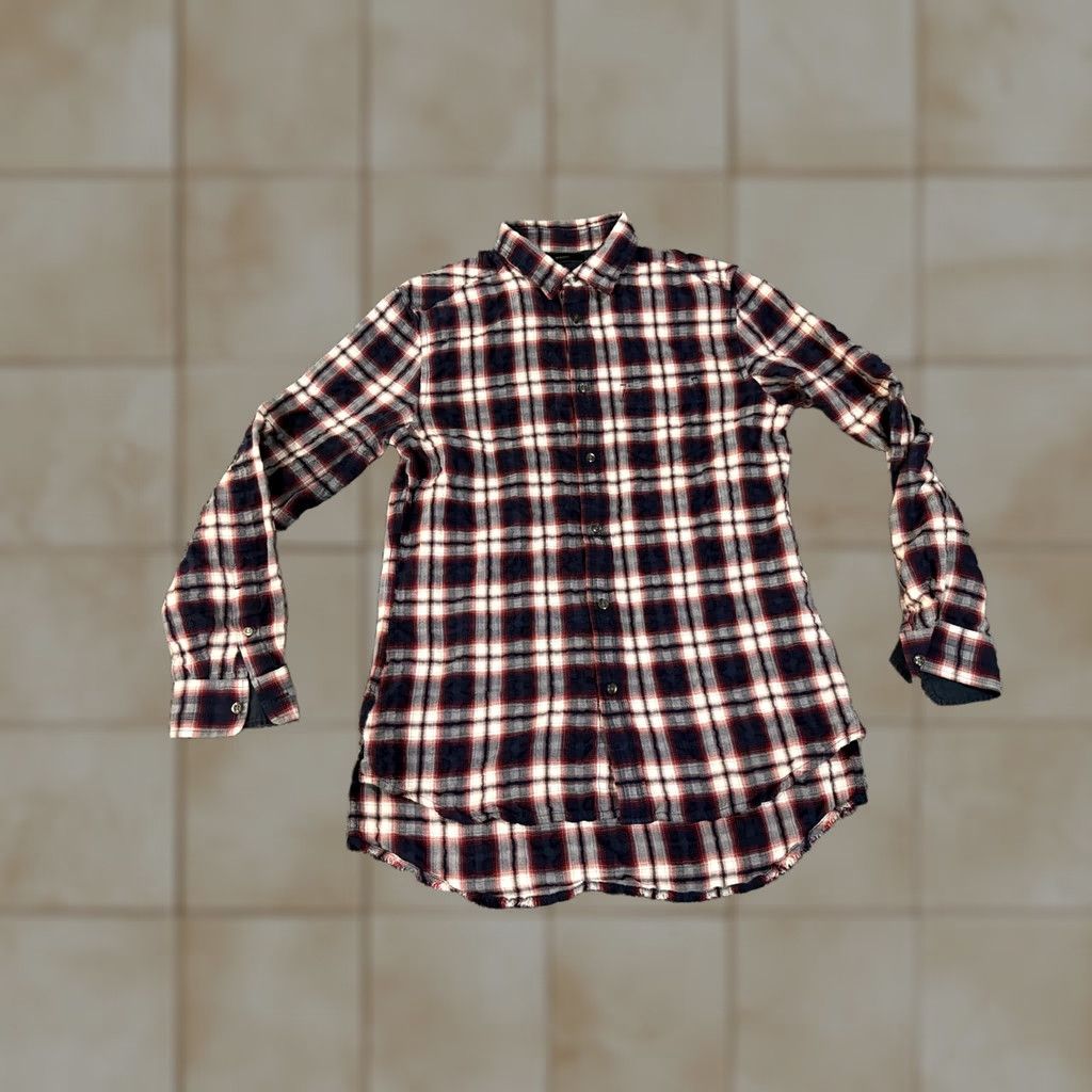 Diesel Diesel Shirt Mens M Blue Red Plaid Long Sleeve Button Front Raw Hem Casual Button-Up Shirt Size US M / EU 48-50 / 2 - 1 Thumbnail
