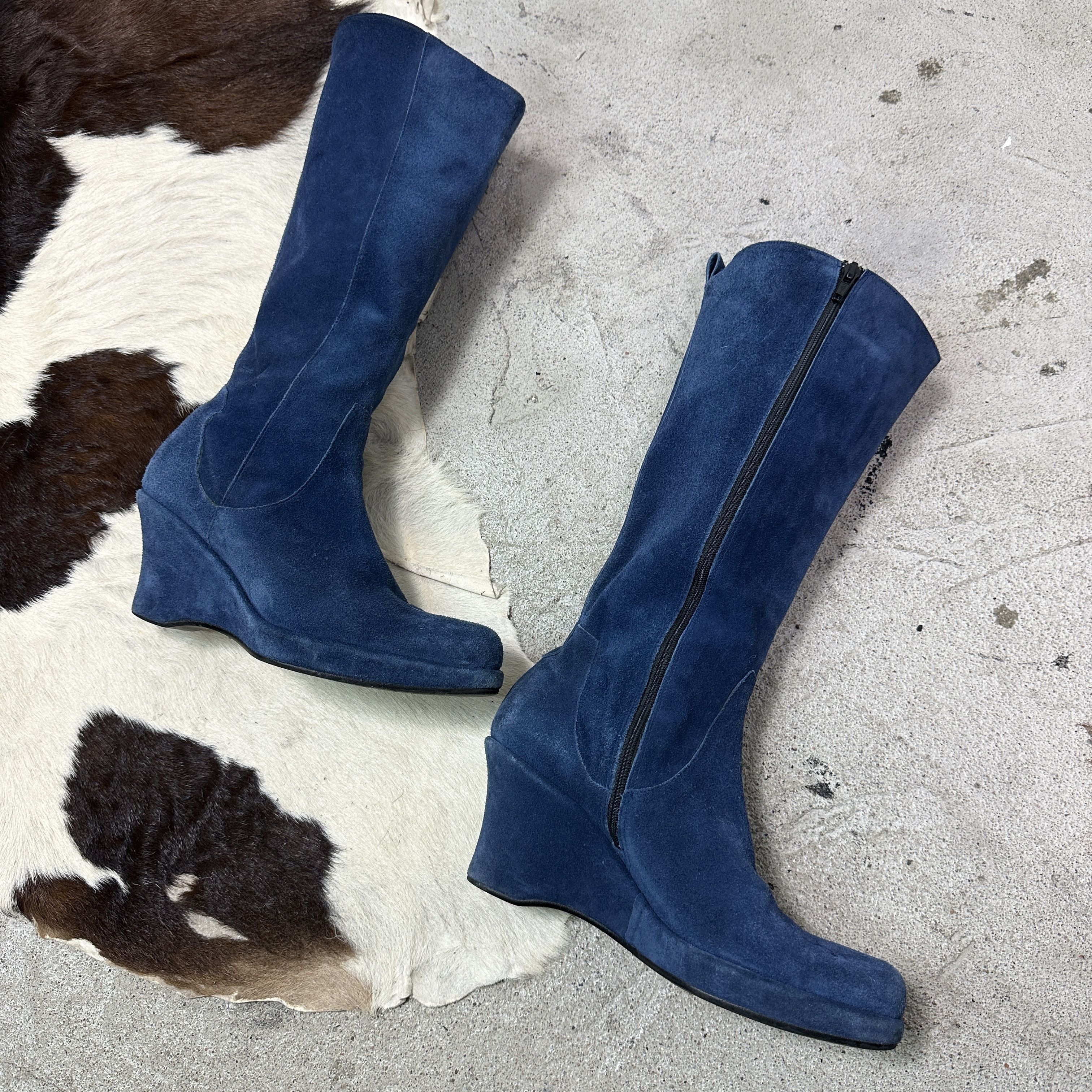 Vintage Vintage Leather Platform Wedge Suede Boots Y2K Size US 7 / IT 37 - 8 Thumbnail