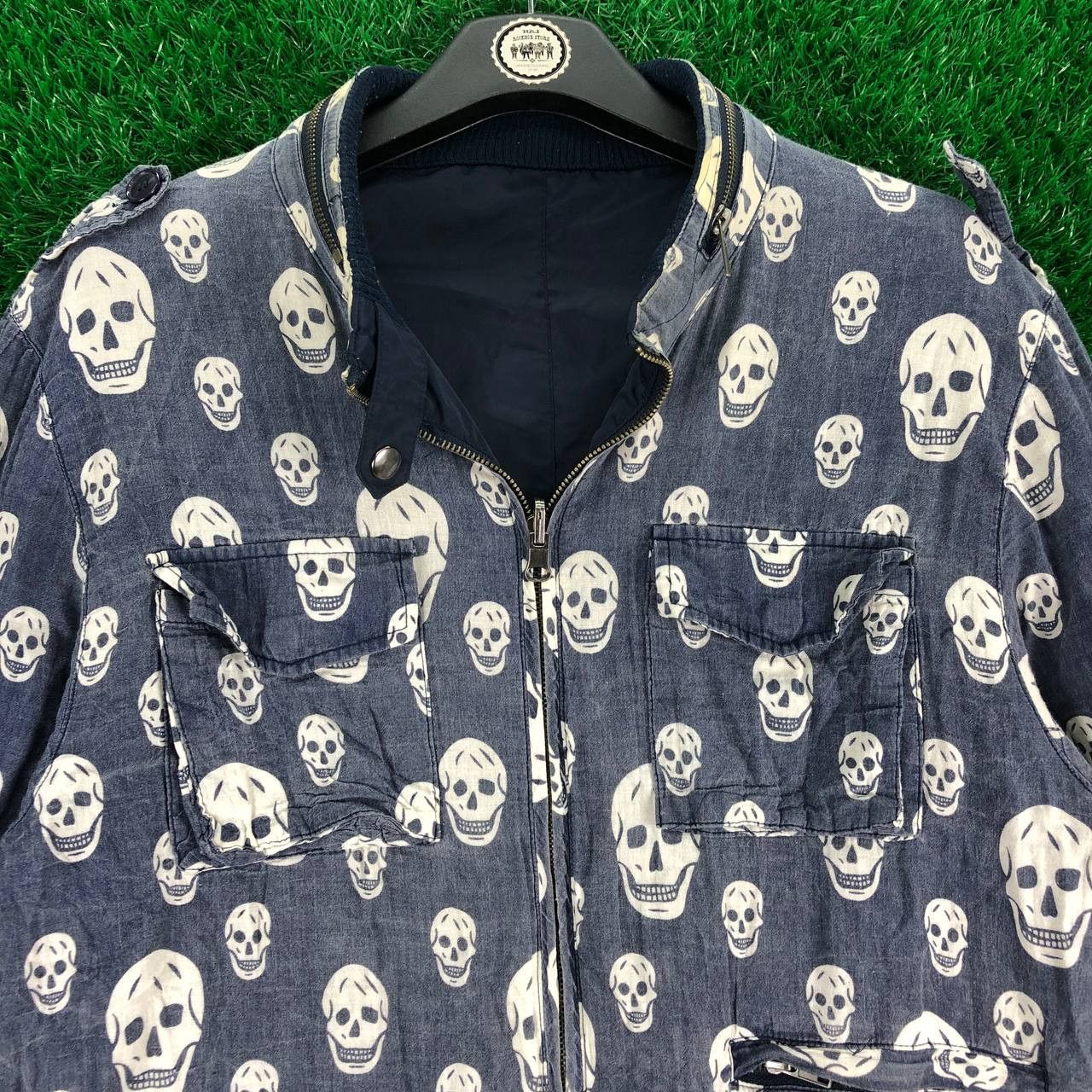 Vintage Vintage Reversible Bomber Jacket Skull Fullprint by HOB Size US XS / EU 42 / 0 - 5 Thumbnail