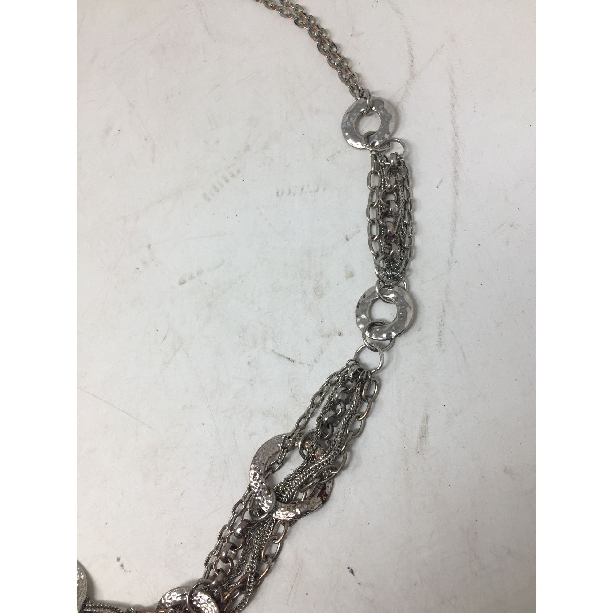Other Women's Silver Tone Multi Chain Necklace with Circles Size ONE SIZE - 3 Thumbnail