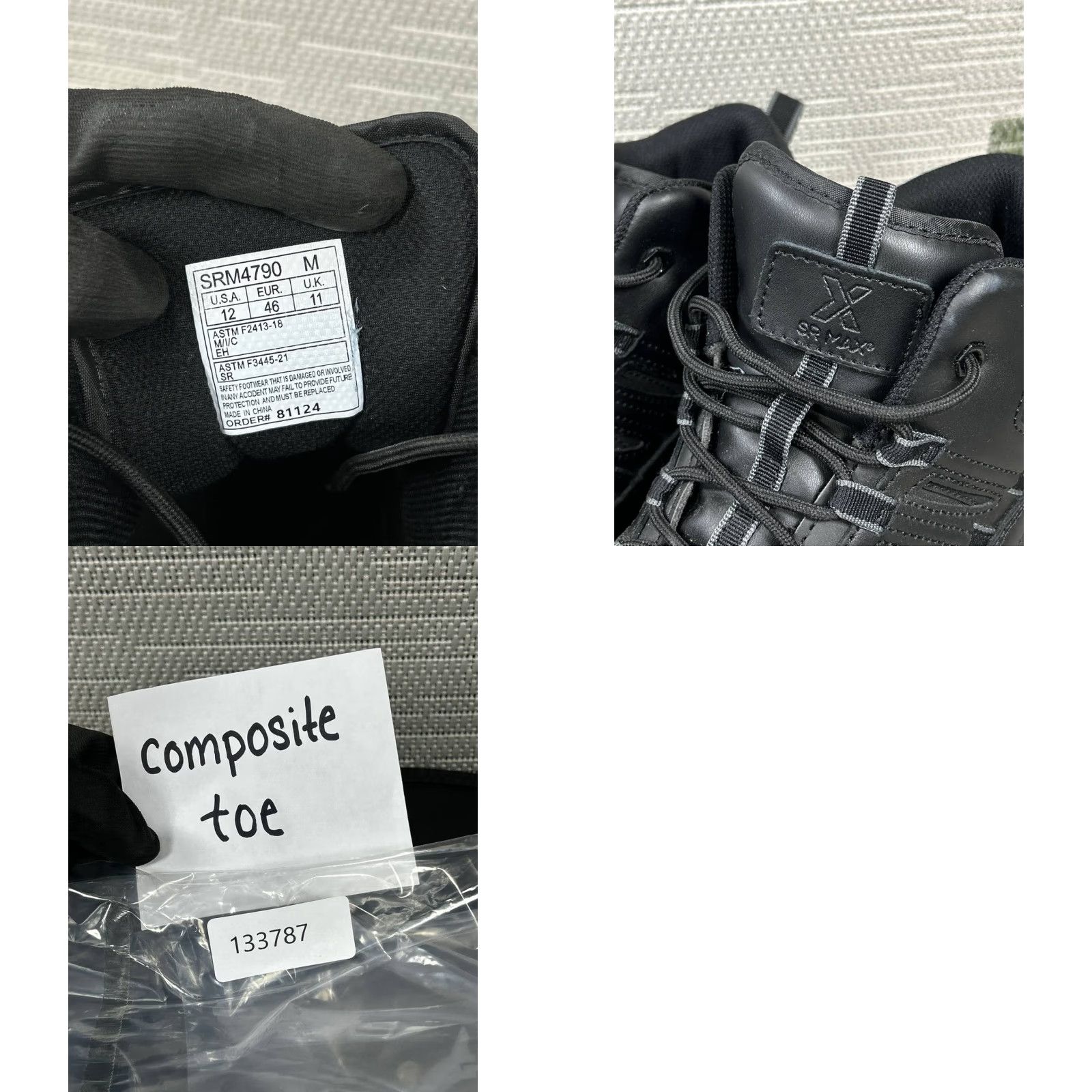 Vintage SR Max Boone Composite Toe Boot Mens Size 12 M Black Leather Slip Resistant Work Shoes Size US 12 / EU 45 - 8 Thumbnail