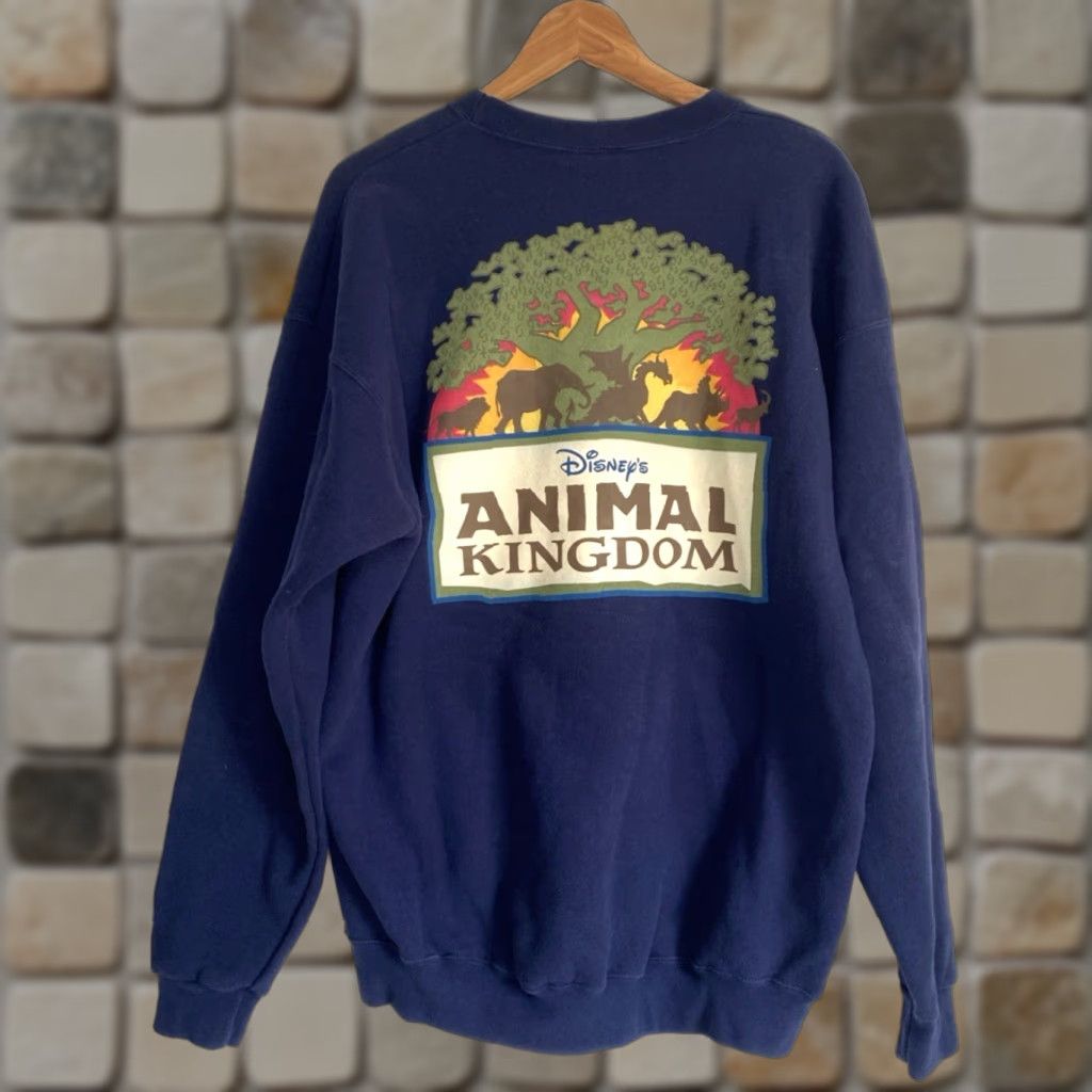 Vintage VINTAGE Mickey Inc. Disney's Animal Kingdom Sweatshirt Unisex Adults XL Navy Blue Cotton Blend Fleece Graphic Print Double-Sided 90s Theme Made in USA Size US XL / EU 56 / 4 - 1 Thumbnail