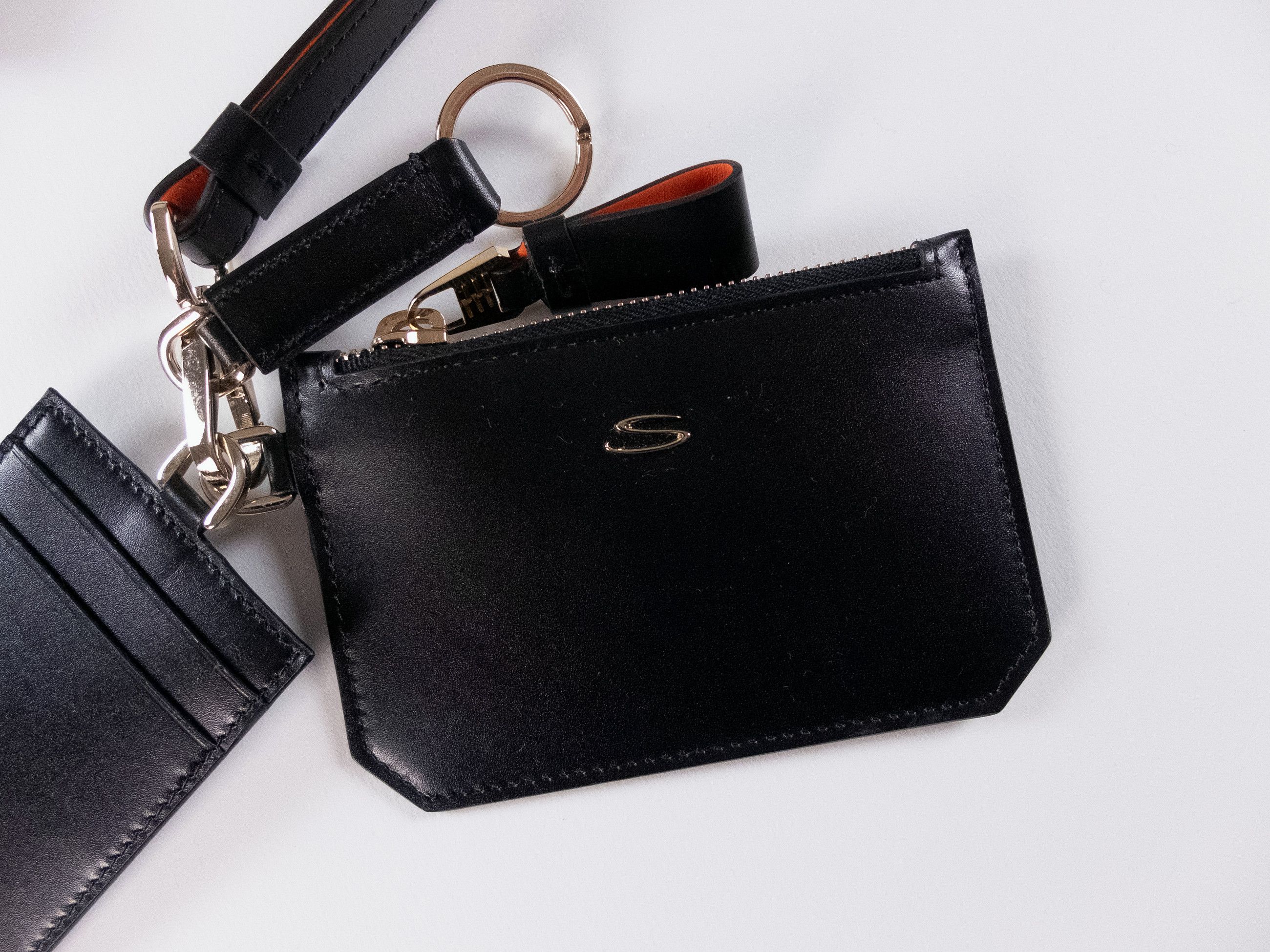 Santoni SANTONI black leather dual card wallet with strap Italy Size ONE SIZE - 2 Thumbnail