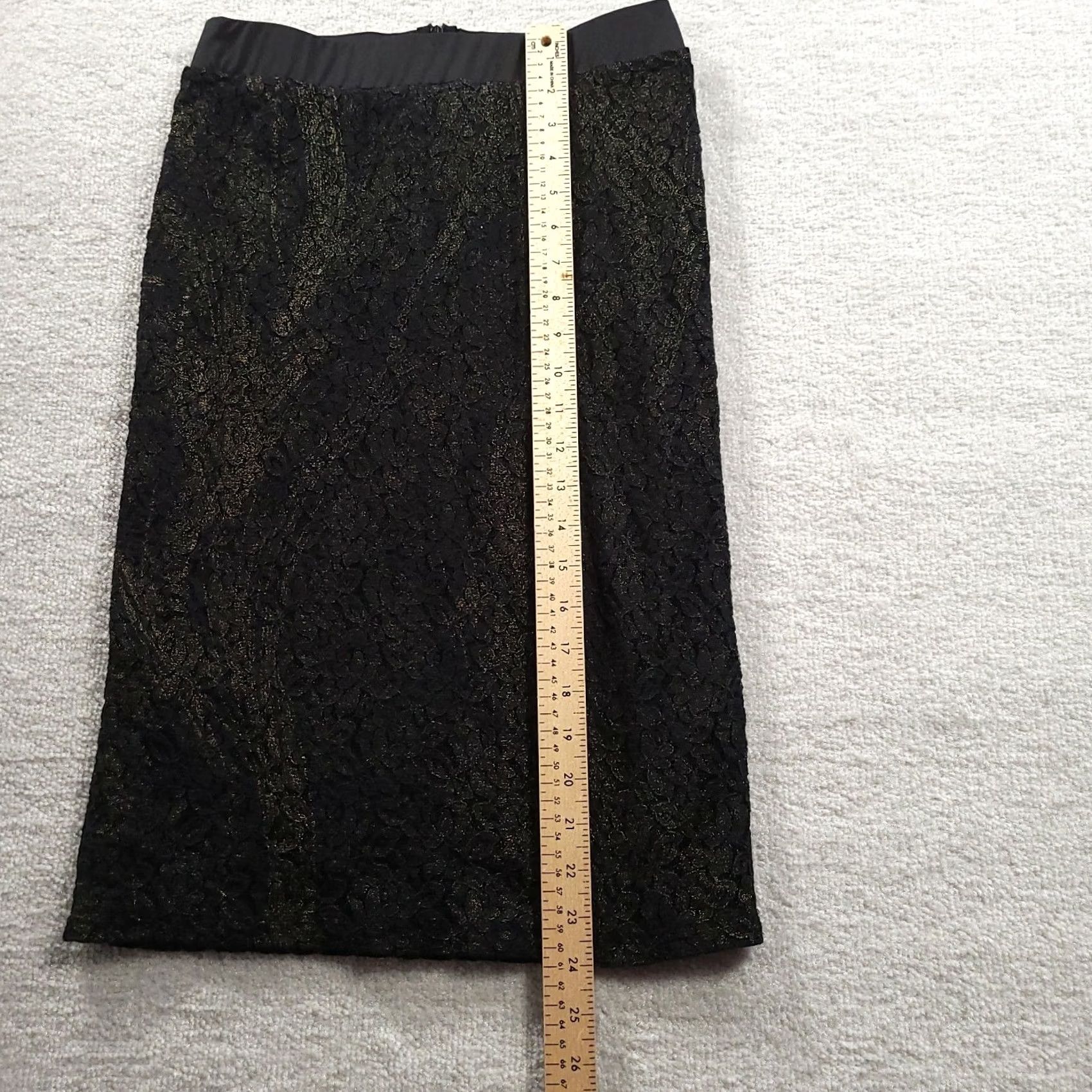 Vintage VINTAGE Women's Cato Size 2 Black/Gold Floral Lace Skirt Size 26" / US 2 / IT 38 - 5 Thumbnail