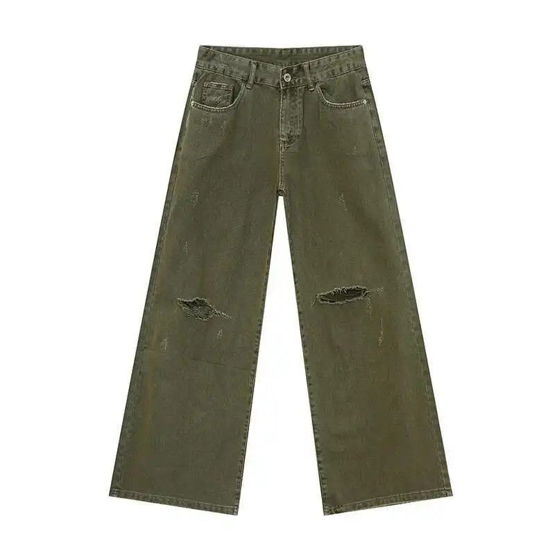 Jean Retro green ripped straight jeans Size US 32 / EU 48 - 6 Thumbnail