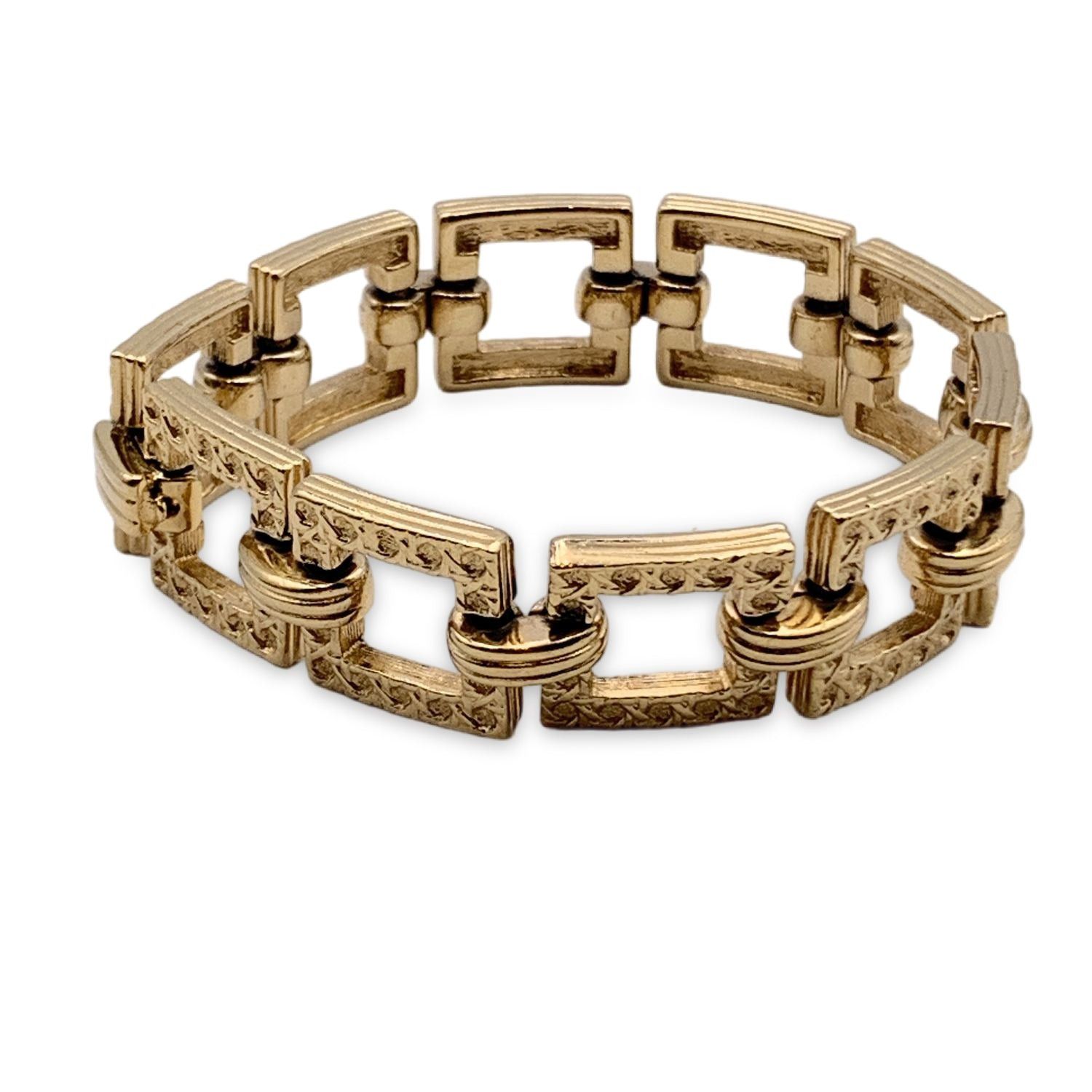 image of Christian Dior Vintage Gold Metal Square Links Bracelet, Women's