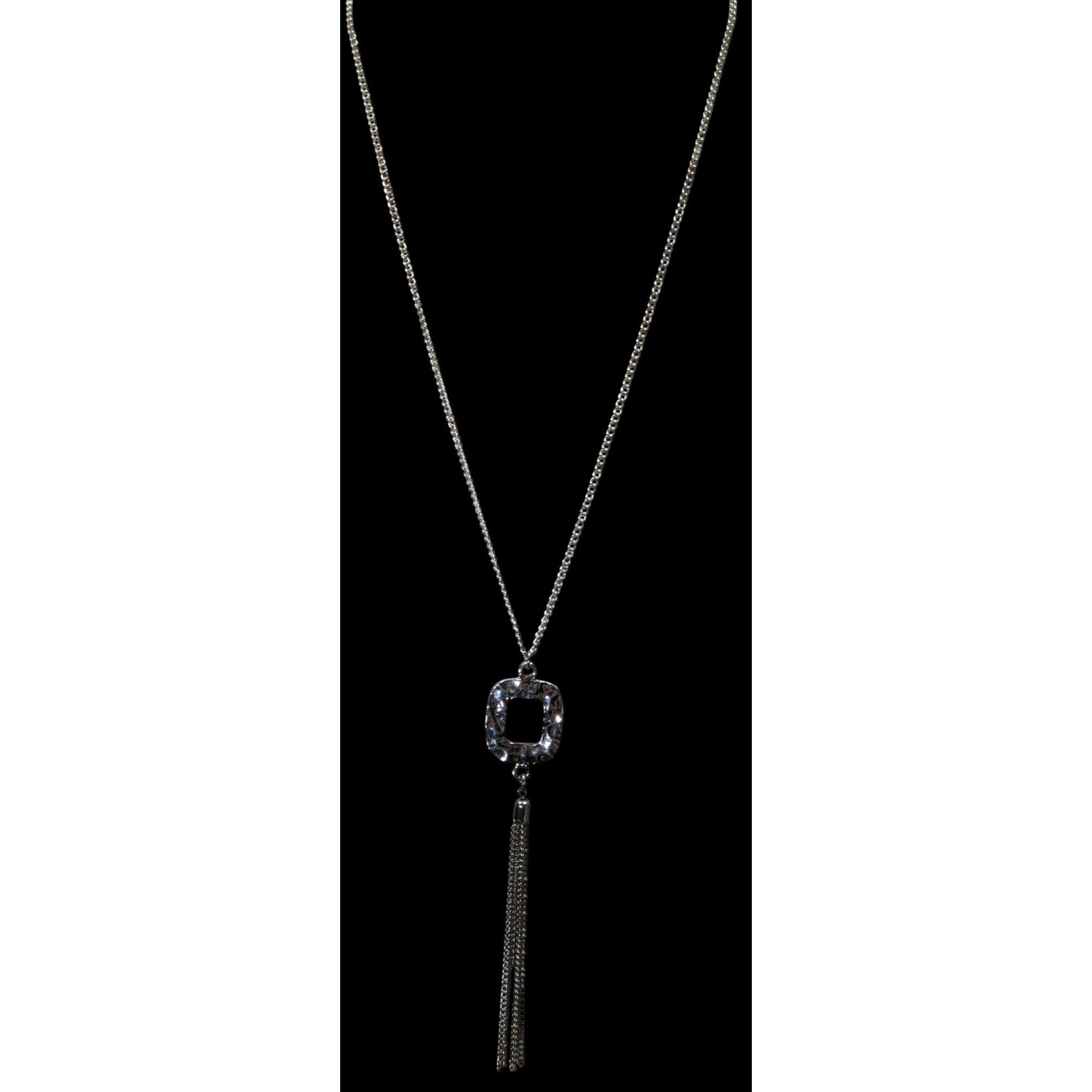 Other Brutalist Hammered Pendant Necklace With Tassel Accent Size ONE SIZE - 5 Thumbnail