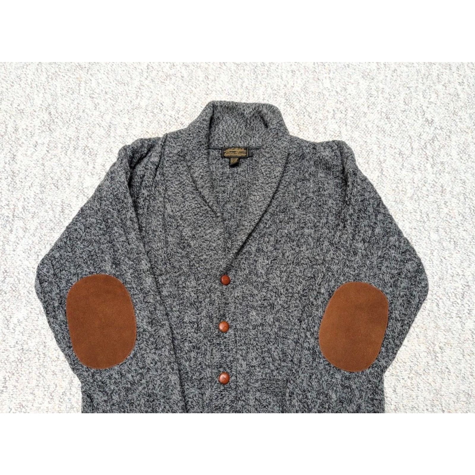 Eddie Bauer VINTAGE Eddie Bauer Cardigan Men's Wool Shawl Collar Cable-Knit XL Gray USA Made Sweater Size US XL / EU 56 / 4 - 4 Thumbnail