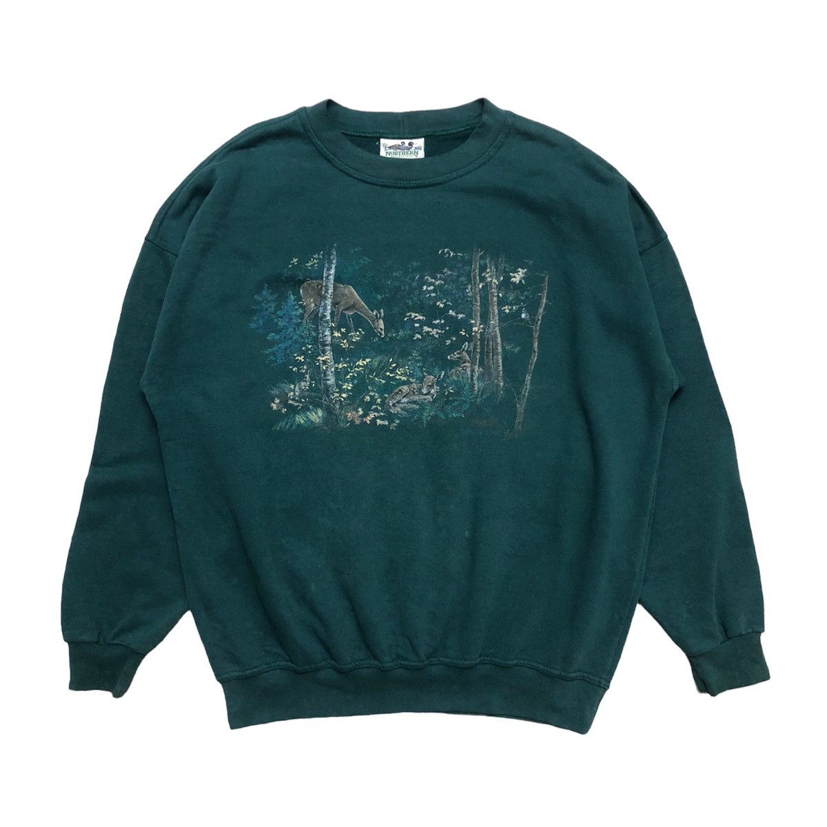 image of Habitat x Northern Reflections Vintage Northern Reflections Crewneck Sweatshirt in Green (Size XL)