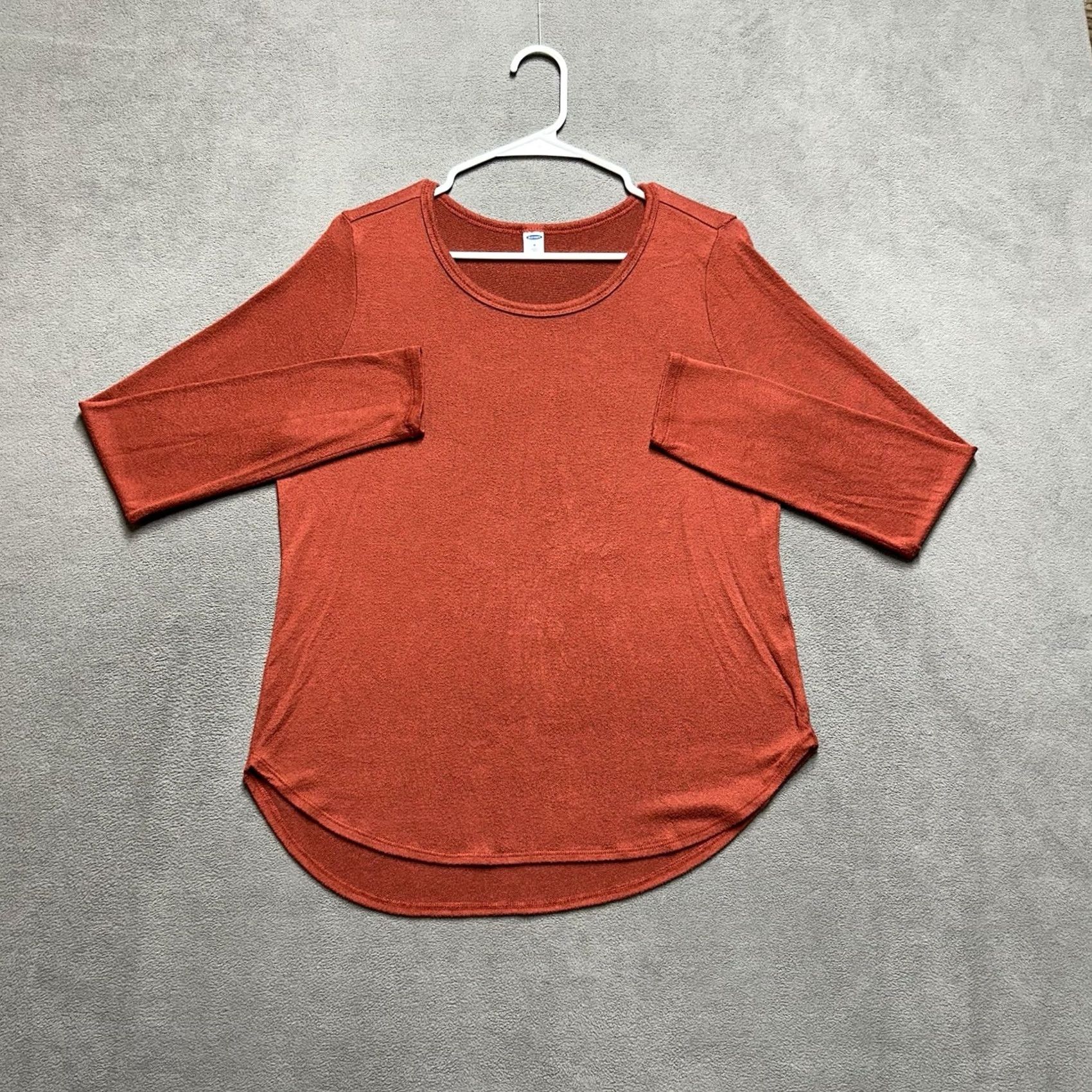 Old Navy Old Navy Top Womens M Orange Tunic Burnt Long Sleeve Lightweight Knit Rayon Size M / US 6-8 / IT 42-44 - 2 Thumbnail