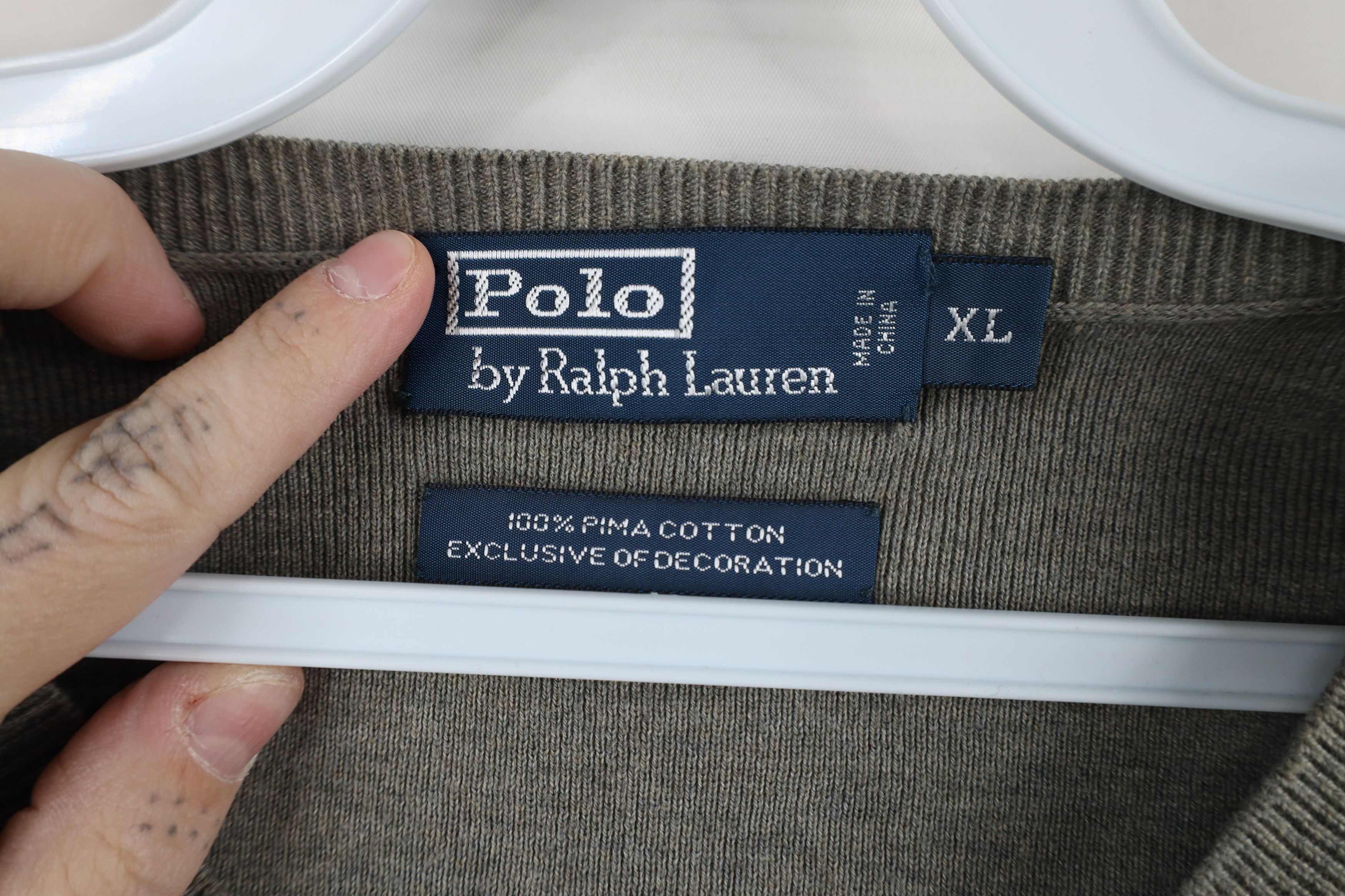 Ralph Lauren × Vintage Vintage 90s Ralph Lauren Knit V-Neck Sweater Heather Gray Size US XL / EU 56 / 4 - 5 Thumbnail