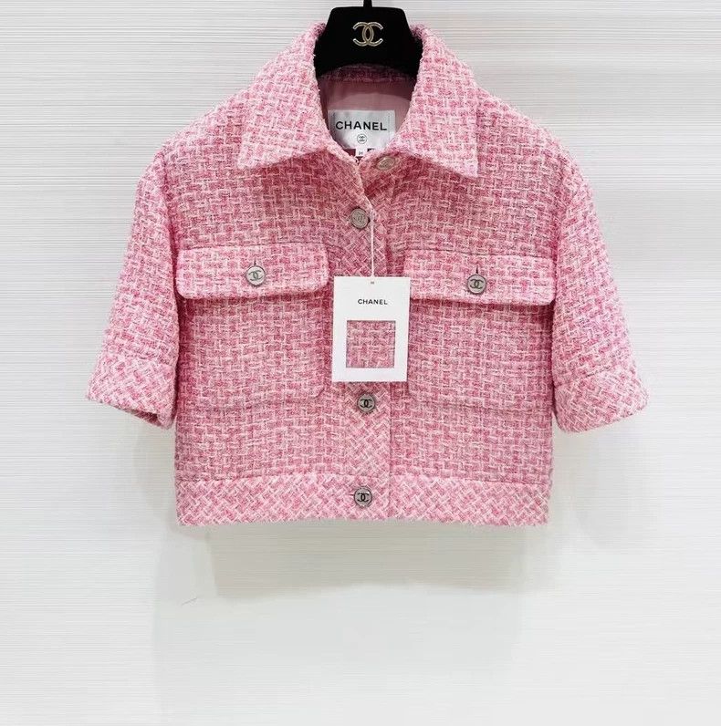 Chanel Chanel 23P early spring pink tweed short-sleeved short jac Size XS / US 0-2 / IT 36-38 - 1 Thumbnail