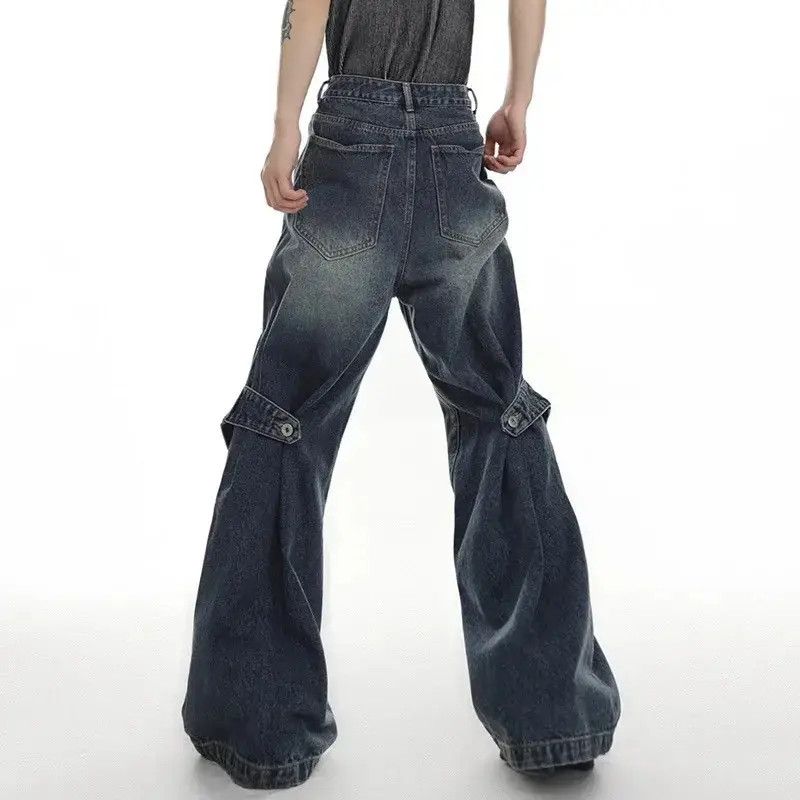 Japanese Brand × Jean Deconstruct Wide Leg Washed Jeans Pants y2k Size US 34 / EU 50 - 2 Thumbnail