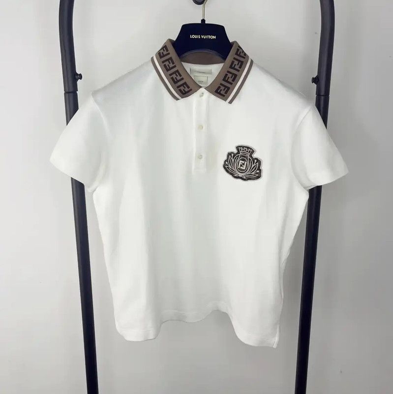 Fendi Fendi Women's White Cotton Polo T-Shirt 0089 Size M / US 6-8 / IT 42-44 - 1 Thumbnail