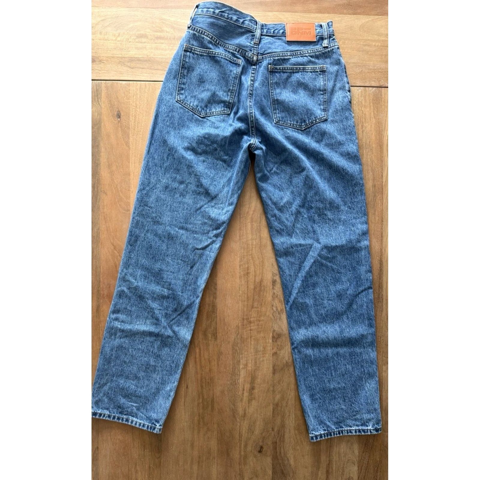 PRINCESS POLLY Princess Polly Jeans Womens 4 US Tapered Leg High Rise 28x29 Button Fly Denim 100% Cotton Blue 5-Pocket Vintage No Logo Retro 80s 90s City Size 27" / US 4 / IT 40 - 2 Thumbnail