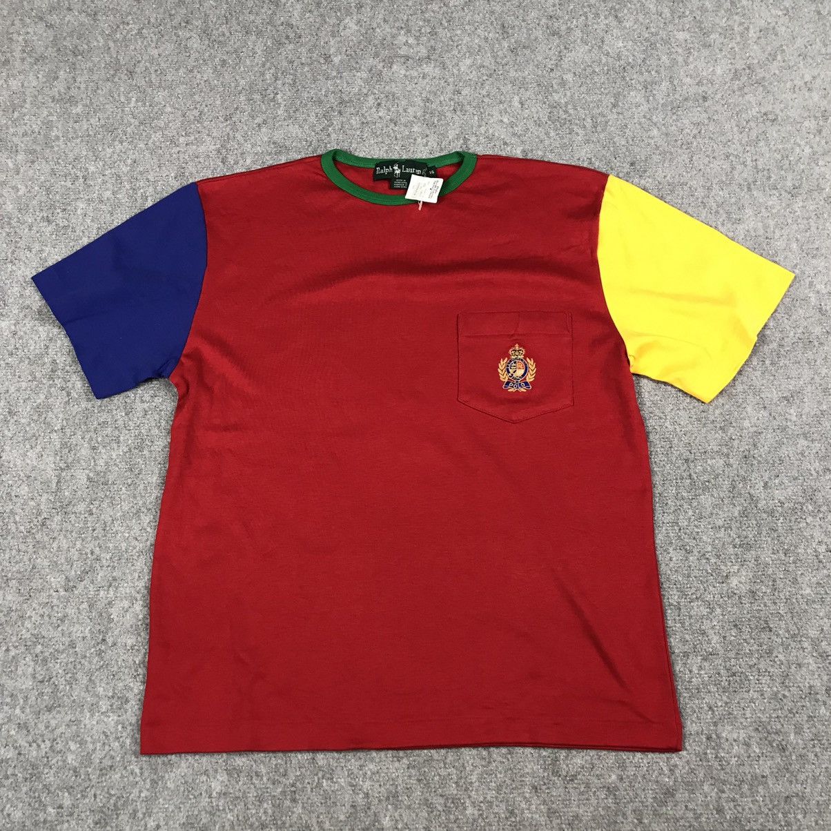 Polo Ralph Lauren × Vintage 🔥POLO RALPH LAUREN SINGLE POCKET MULTI COLOUR TSHIRT Size US M / EU 48-50 / 2 - 2 Thumbnail
