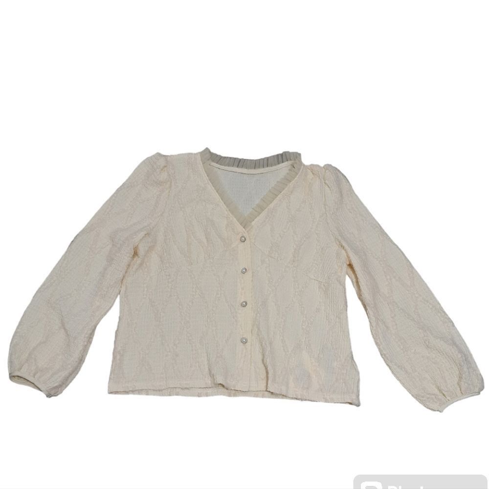 Other J. ING Korean Style Lace Trim V Neck Button Front Blouse Sma Size M / US 6-8 / IT 42-44 - 4 Thumbnail