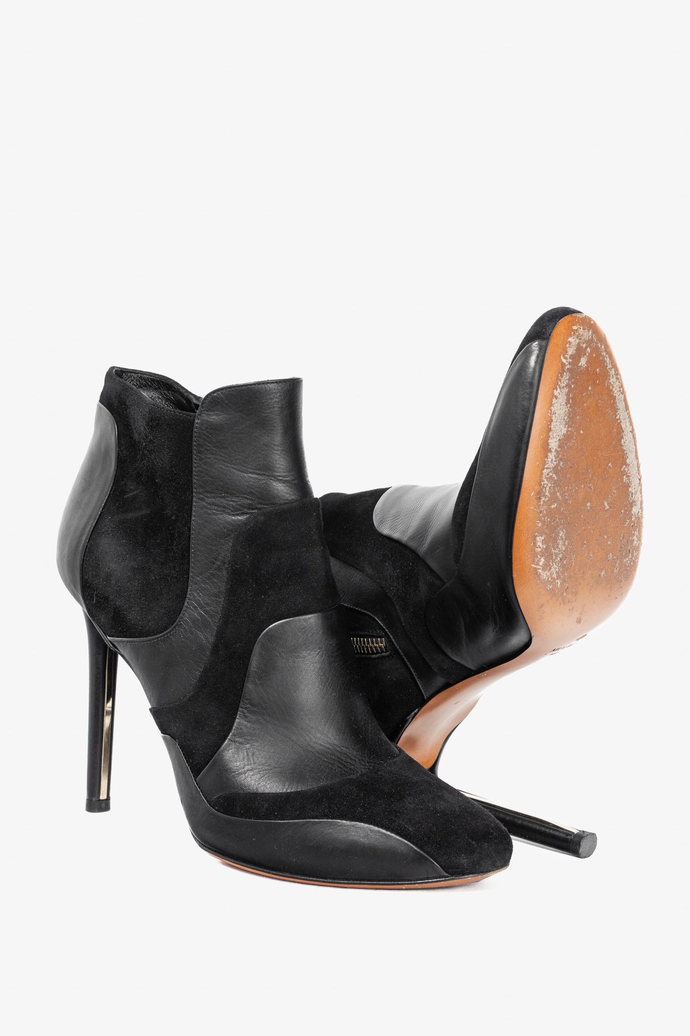 Mulberry Mulberry Mira Black Calf & Suede Patchwork Booties Size US 9.5 / IT 39.5 - 4 Thumbnail