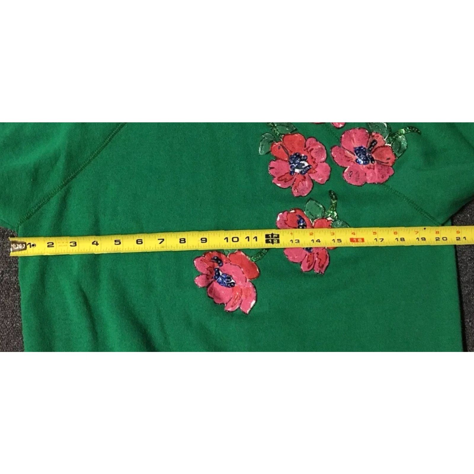 Hanes VINTAGE 80s Flower Collared Sweatshirt Mens M USA Hanes Green Patterned Raglan Striped Long Sleeve College Grunge 90s Love Size US M / EU 48-50 / 2 - 6 Thumbnail