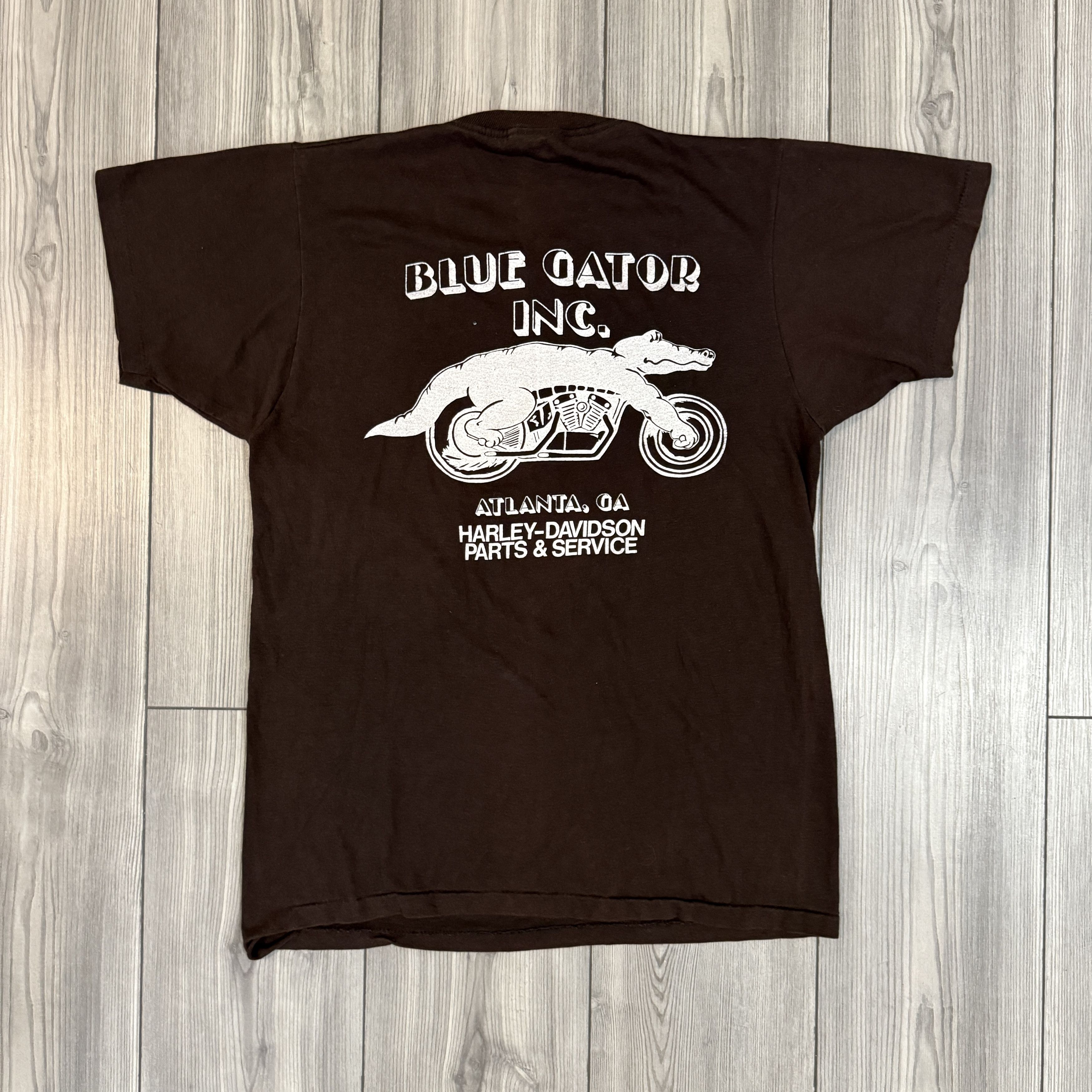 Harley Davidson True VTG 70s Blue Gator Inc Harley Davidson Store Faded Size US L / EU 52-54 / 3 - 1 Thumbnail