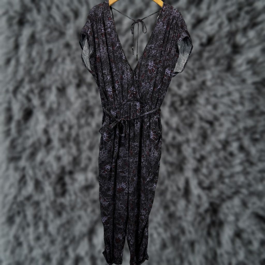Free People Free People Jumpsuit Women Adult Medium Purple Paisley V-Neck Short Sleeve One Piece Bohemian Beach Size M / US 6-8 / IT 42-44 - 1 Thumbnail