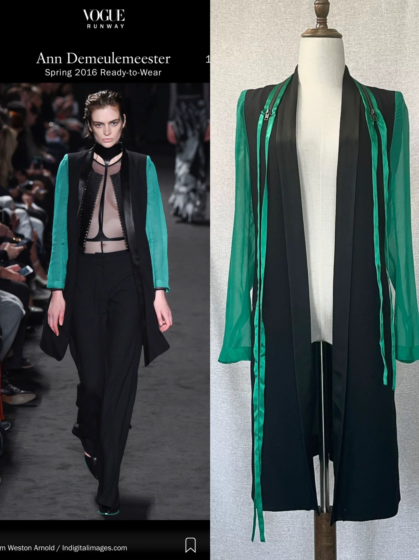 Ann Demeulemeester Ann Demeulemeester Spring 2016 Emerald Coat Size XS / US 0-2 / IT 36-38 - 1 Thumbnail